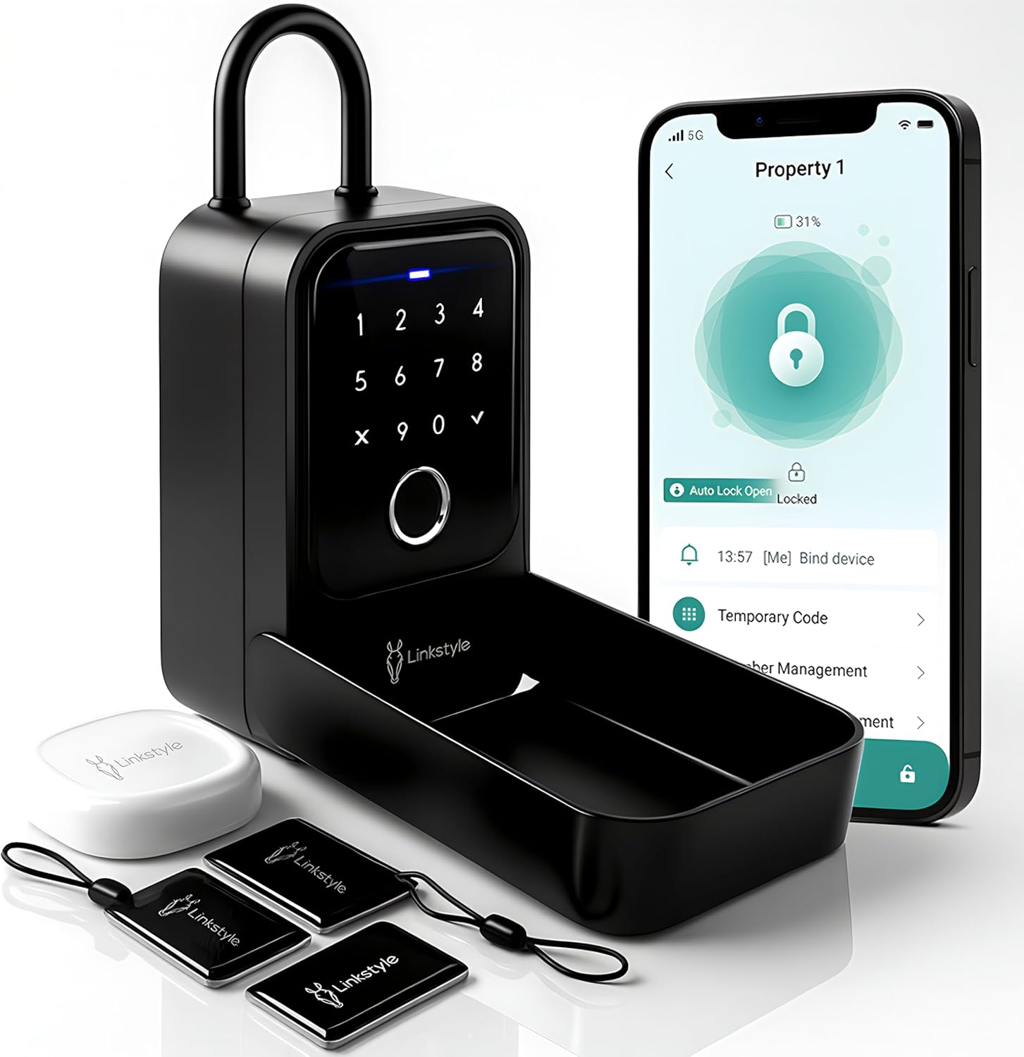 Matrix II Smart Key Lock Box by LINKSTYLE — Includes WiFi Hub (2.4GHz wi-fi only) for Remote Access, Waterproof, Wall mountable, 5-Unlock Modes, for Airbnb, Realtors, Hotels, Car Rentals