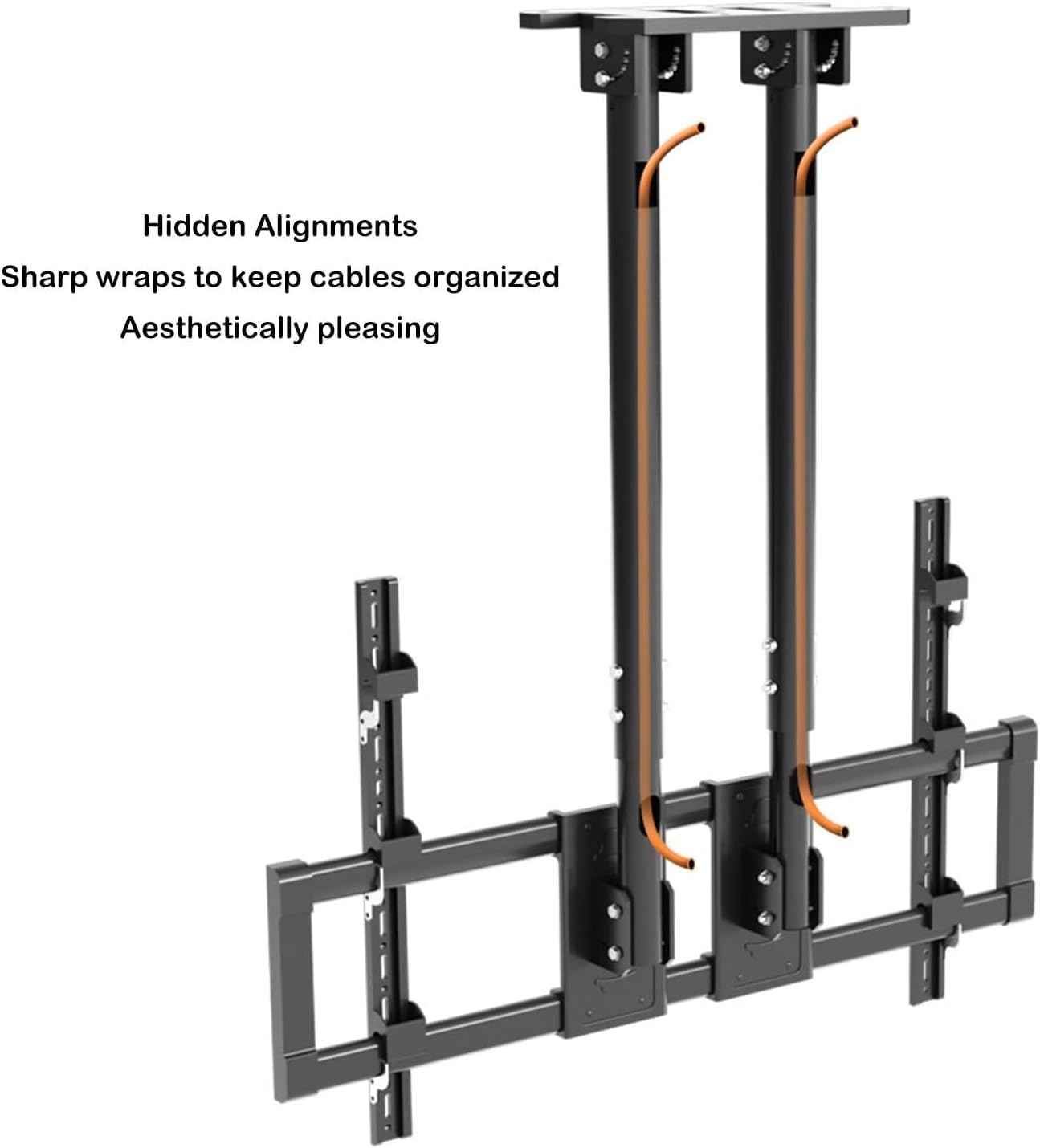 Ceiling TV Mount Stand - Tv Wall Mount, Adjustable Height Double Pole Single Screen TV Mount, Tilt Swivel Telescopic TVs Bracket for 50-100 Inch TVs, Can Mount On Ceilings/Wall,