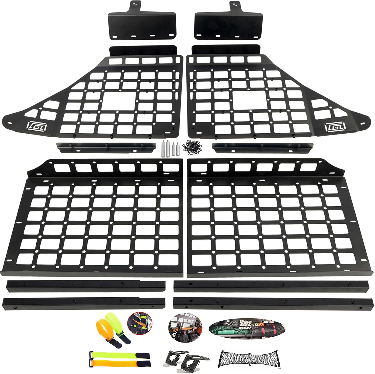 ITrims Rear Cargo Rack Basket for Toyota 4Runner 2010-2024 Car Accessories Modular Storage Molle Panel Interior Luggage Carrier Trunk Shelf Hanging Boards Organizer Aluminum Alloy (Center+Side)