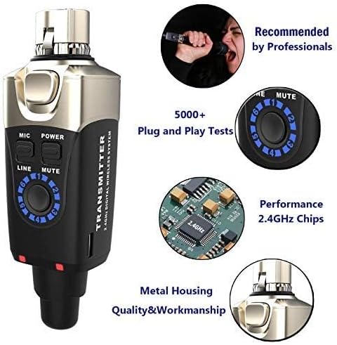 Xvive U3 XLR Microphone Wireless System 2.4GHz Wireless XLR Transmitter and Receiver for Dynamic Microphone, Audio Mixer, PA System