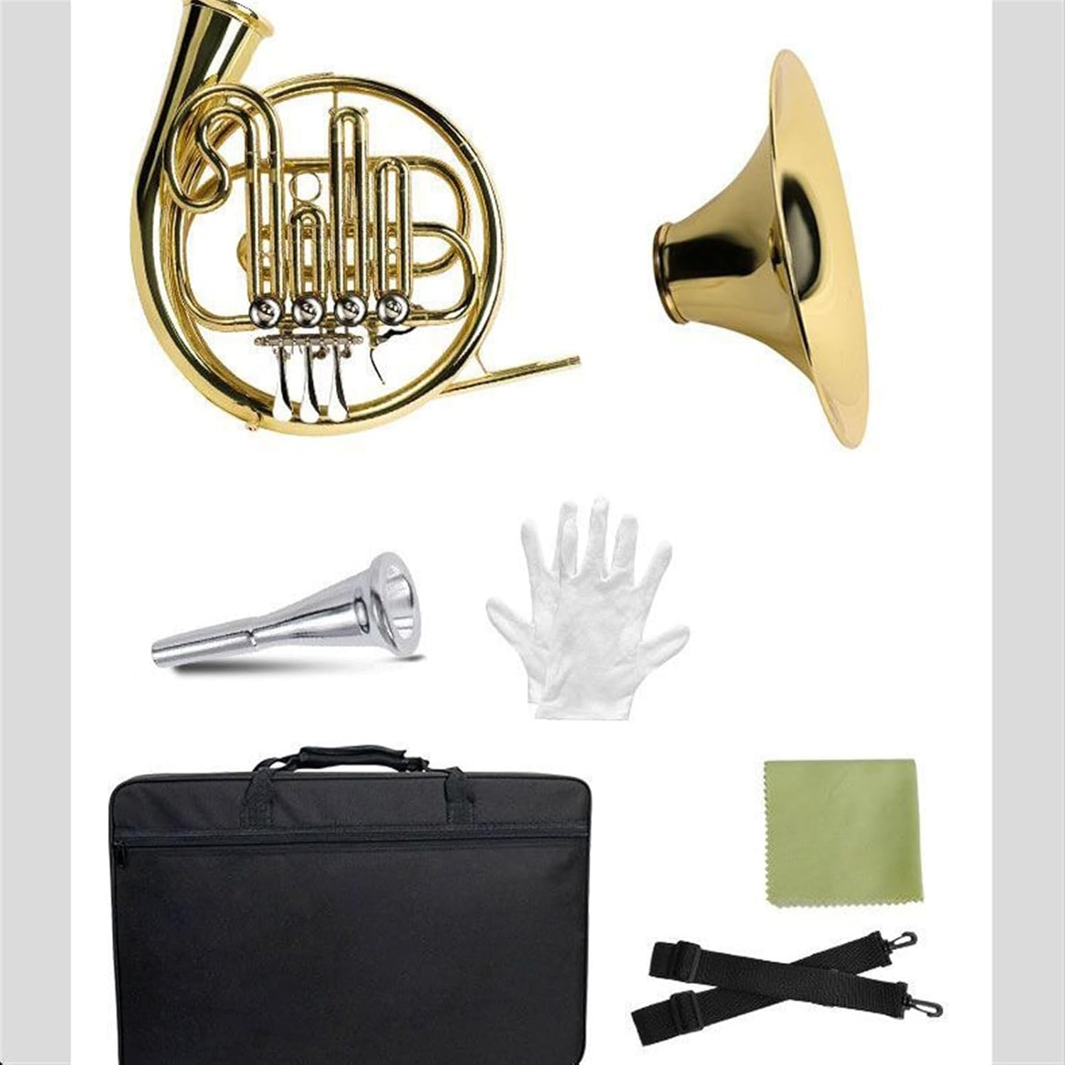 Brass French Horn French Horn B Flat To F Key Single Four-key Double Four-key French Horn Band Professional Performance(Color:Four key double)
