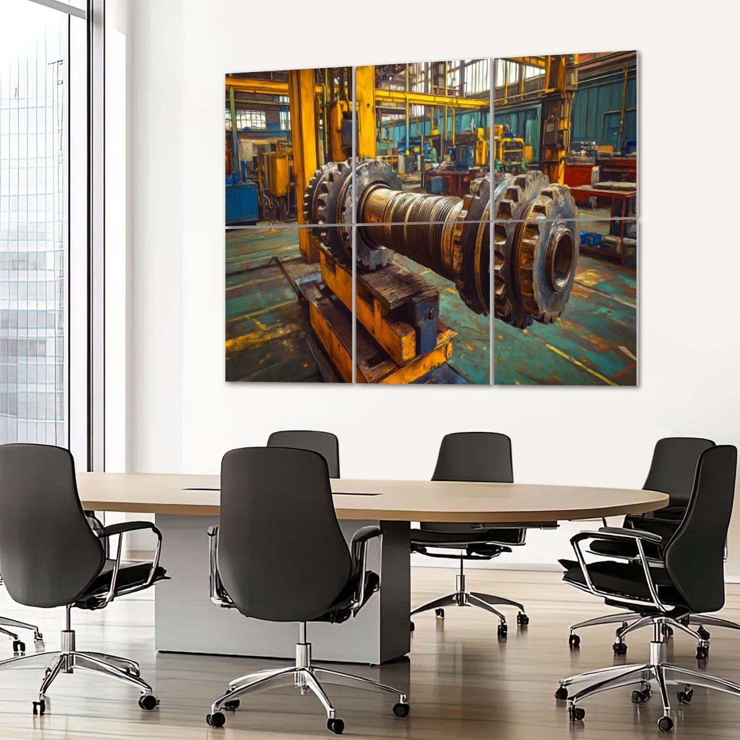 6 Pack Art Acoustic Panels Sound Absorbing Abstract Wheel Industrial Mechanical Teamwork Gears Machinery Factory Decorative Soundproof Wall Panels Self Adhesive for Recording Studios Office 72