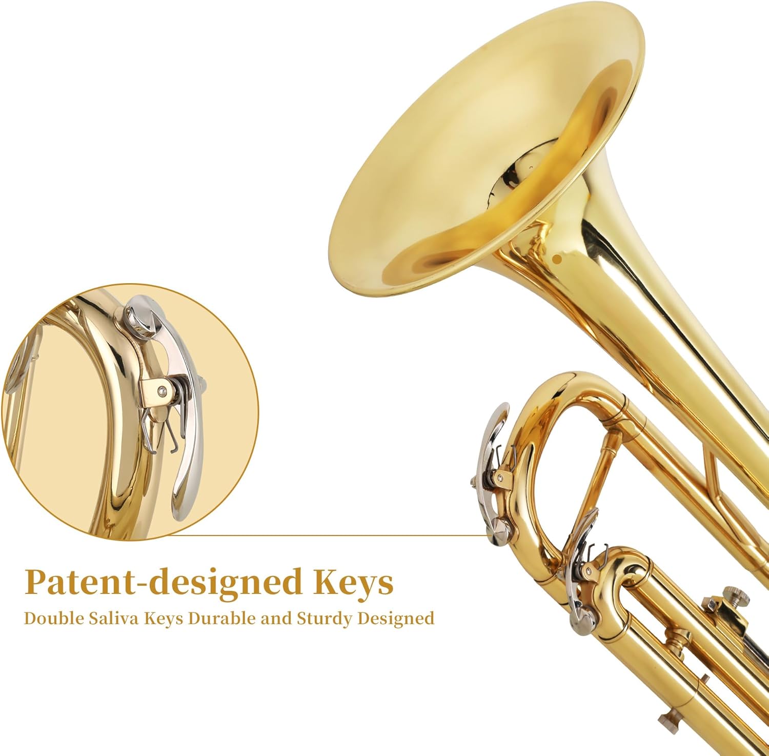 Bb Trumpet for Student Beginner Brass Wind Musical Instrument for Orchestra, Band, Concert Performance (Gold)