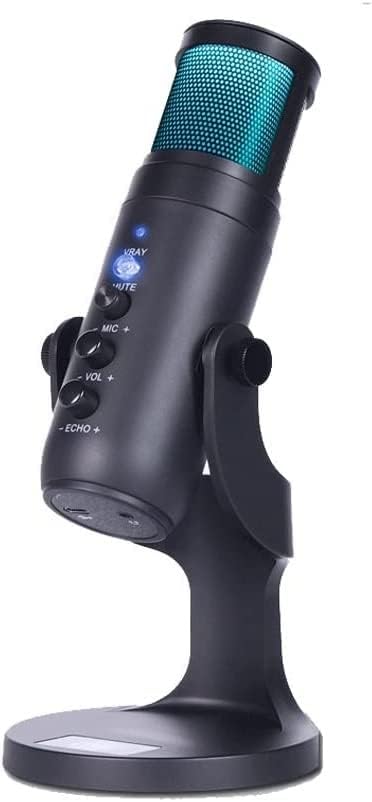 Computer Professional USB Microphone Recording RGB Condenser Microphone with Headset for Game Live Broadcast