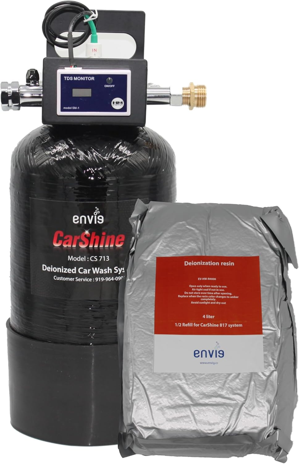 Envig CarShine 713 Deionization Car Wash System, 500 Gallon 0 PPM Water @ TDS 60 PPM, Bypass Valve and Inline TDS Meter, Spotless DI Mobile Detailing