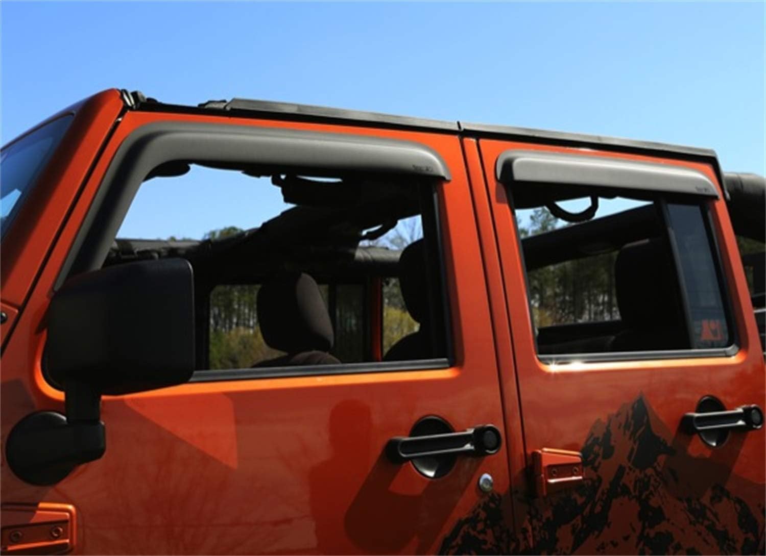 Rugged Ridge Window Visors for Jeep Wrangler JKU | Matte Black | 11349.12 | Fits 2007-2018 Jeep Wrangler JKU 4-Door