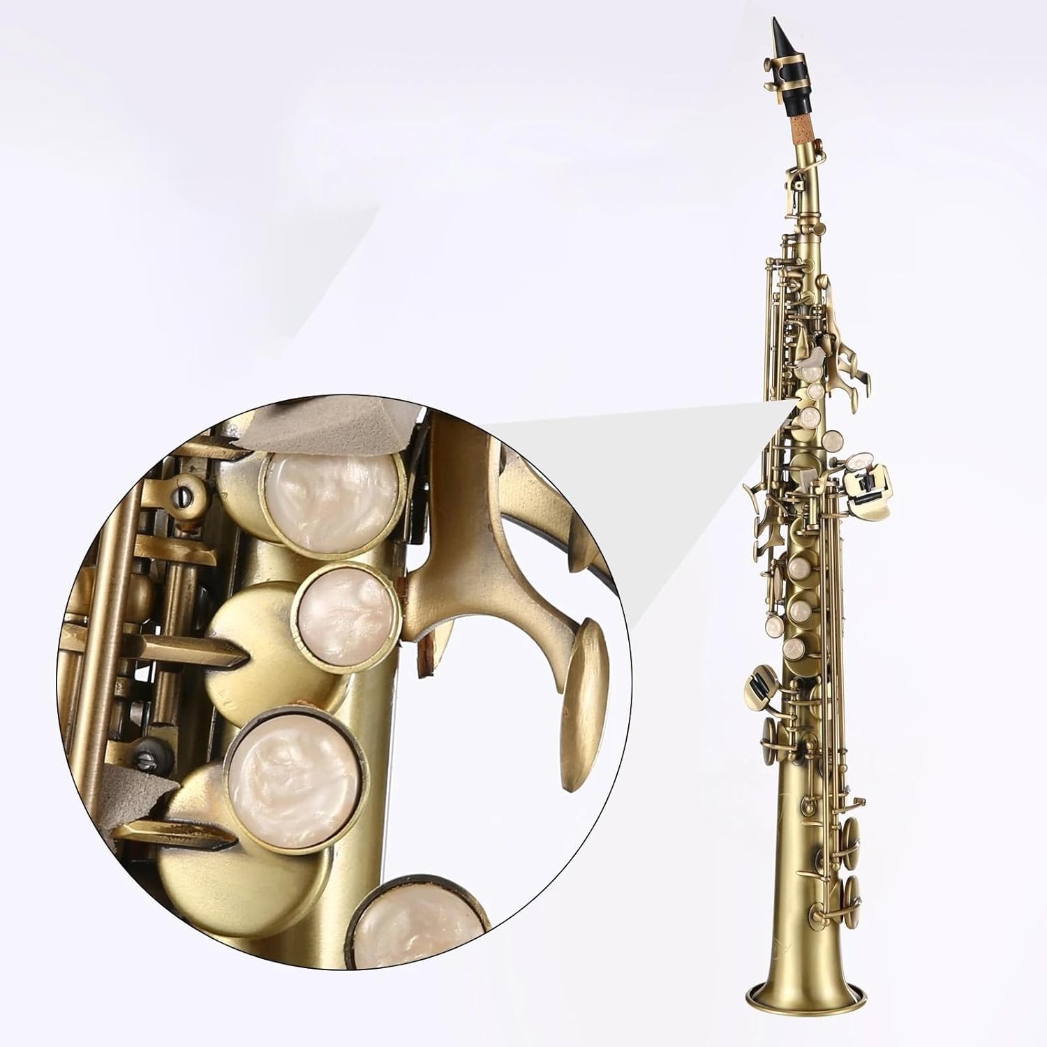 Professional Brass Straight Bb Treble Saxophone Nickel Plated Sax Woodwind Instrument Suit
