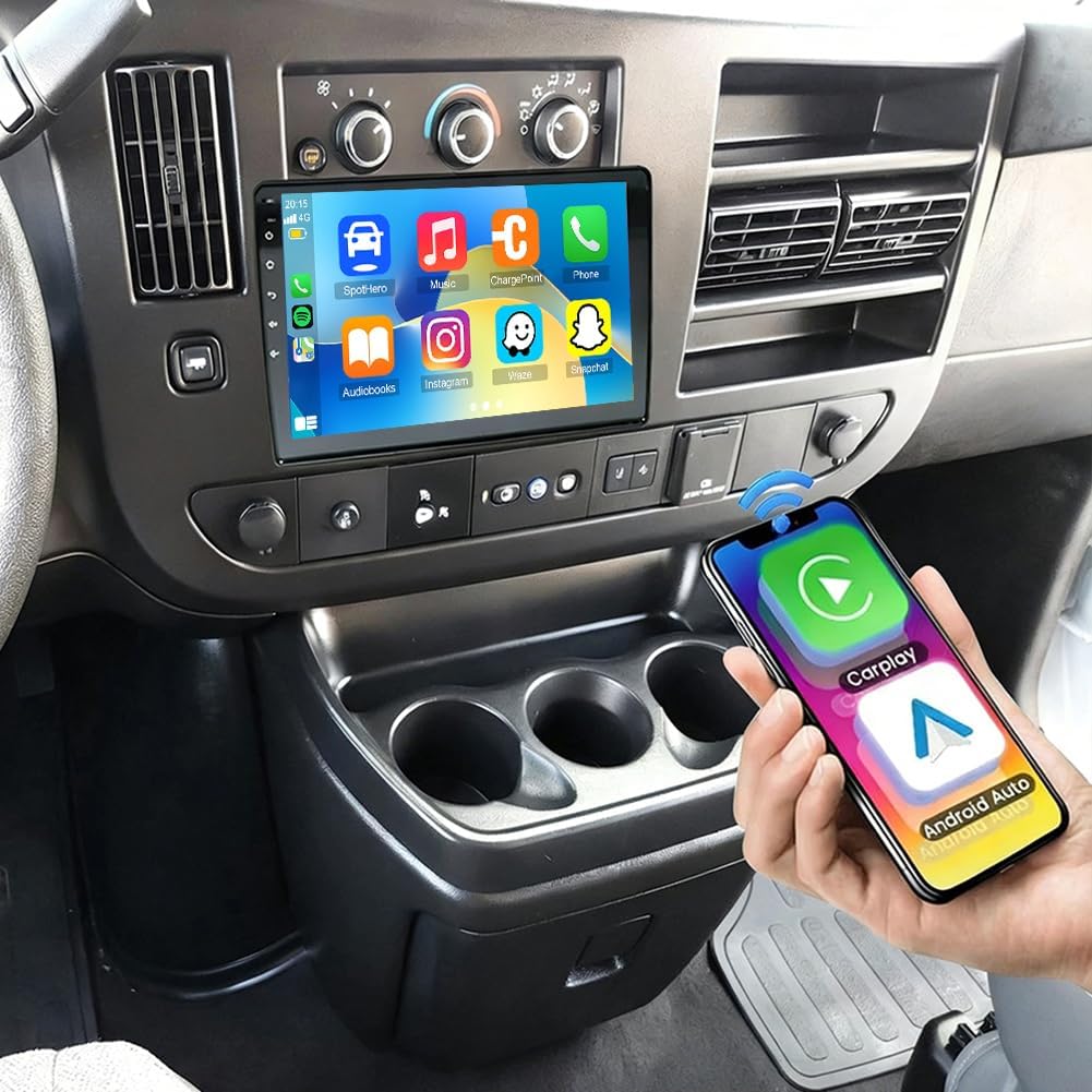 10.1 Inch IPS Touchscreen Android 13 Car Stereo for GMC Savana 2008 2009 2010 2011 2012 2013 with Wireless CarPlay & Android Auto Car Radio,Support WiFi 6, Bluetooth 5.4, Backup Camera, SWC