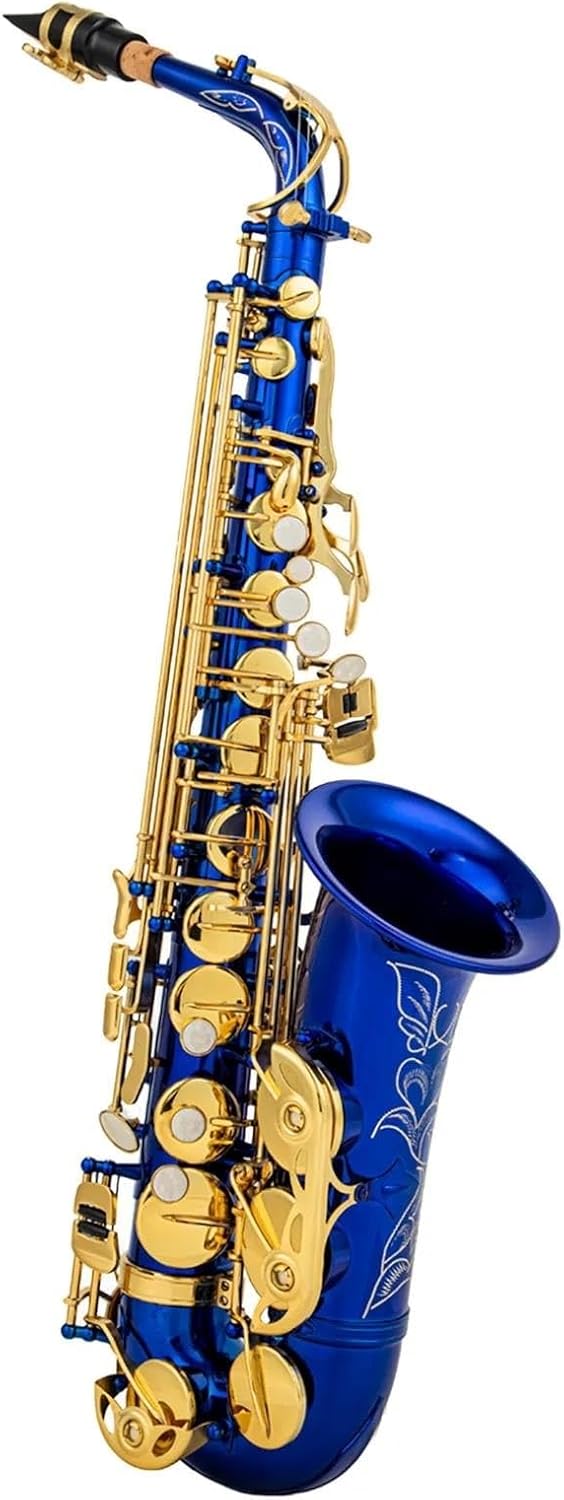 VBDEFRT Eb Alto Saxophone Wind Instrument Brass E-flat Professional Saxophone Instrument 802 Key Type A Full Set Of Accessories (Color : Blue)