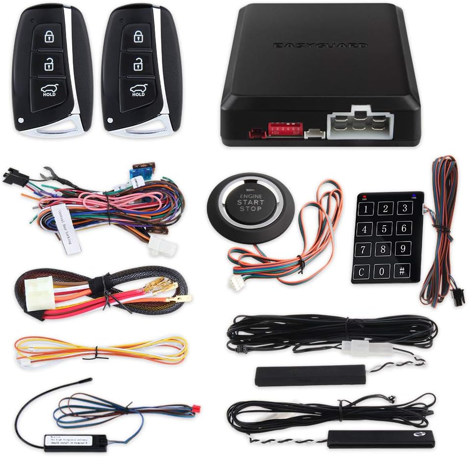 EASYGUARD EC002-HY Rolling Code PKE car Alarm System Passive keyless Entry Remote Starter Touch Password Entry keyless go