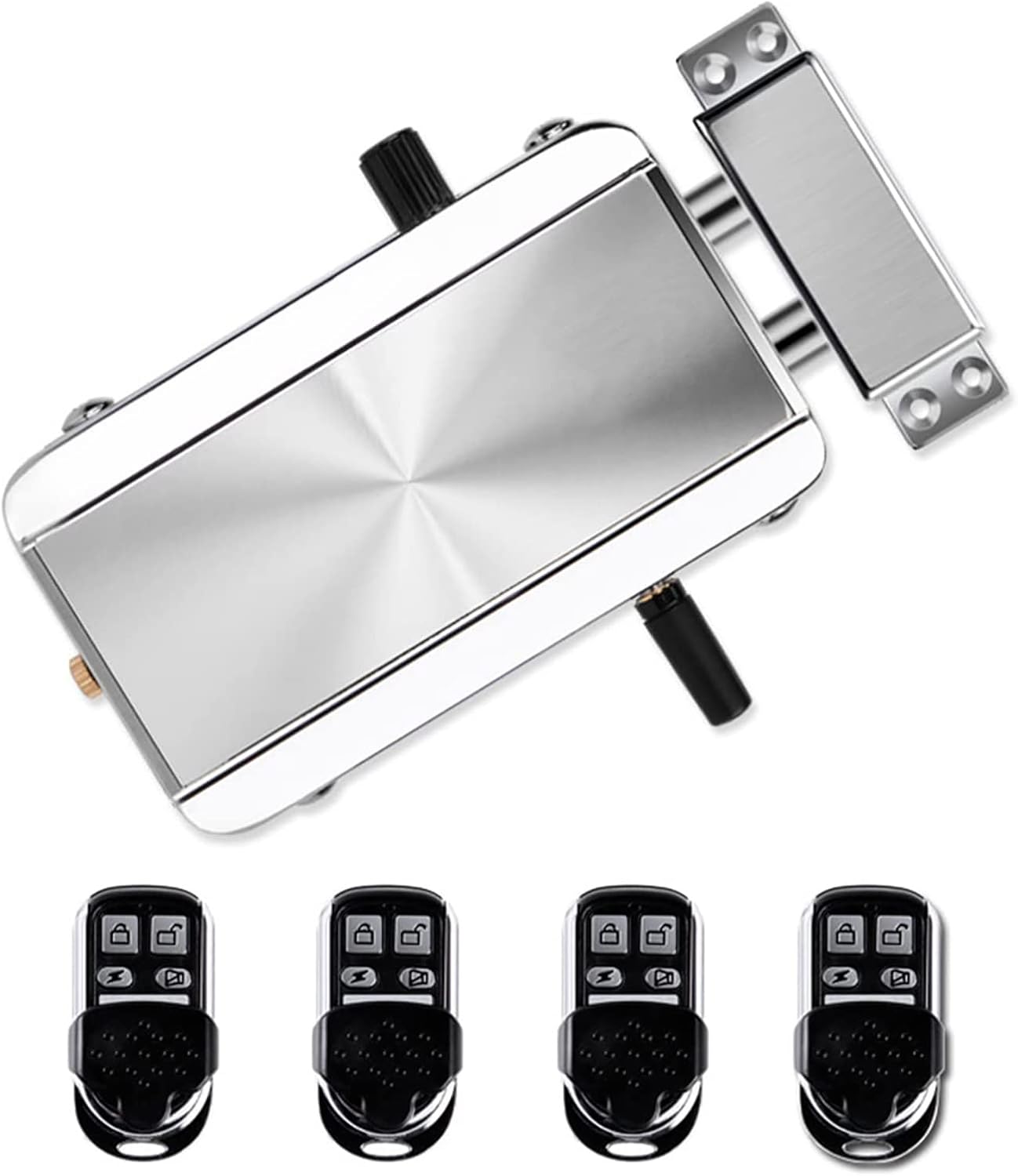 Electronic Deadbolt Door Lock, Anti-Theft Remote Deadbolt Door Lock Zinc Alloy Remote Lock for Door with 4 Remote Controls