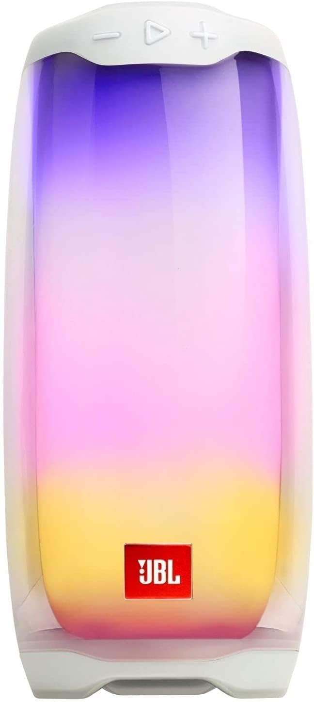 JBL Pulse 4 Waterproof Portable Bluetooth Speaker with Light Show - White (Renewed)