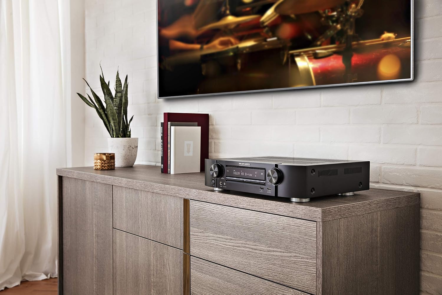 Marantz NR1510 UHD AV Receiver – Slim 5.2 Channel Home Theater Amplifier, Dolby TrueHD and DTS-HD Master Audio | Alexa Compatible | Stream Music via Wi-Fi, Bluetooth and HEOS Black