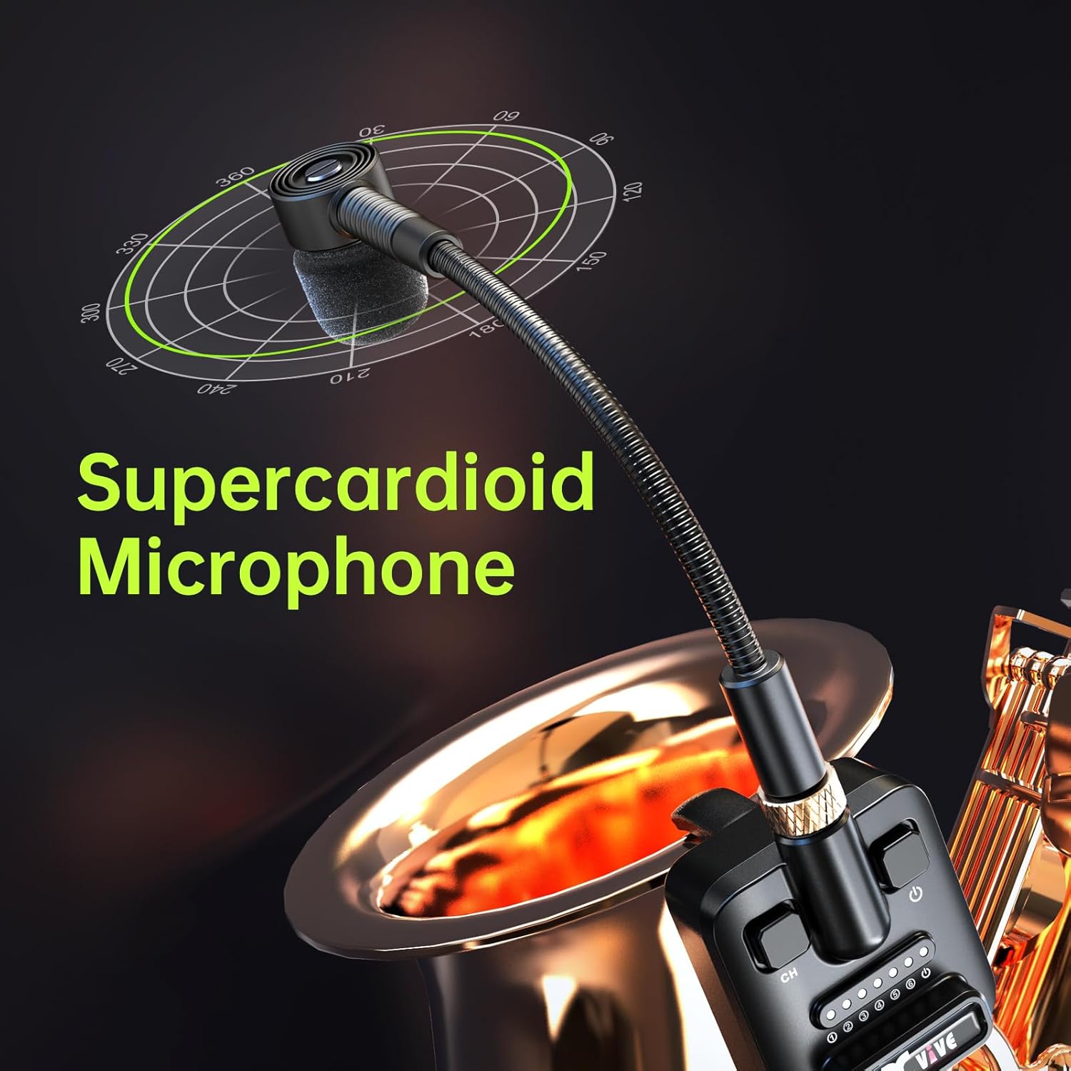 Xvive U7 Saxophone Microphone Wireless System 2.4 GHz Wireless Microphone for Saxophones, Trumpet, Trombone Brass Instruments