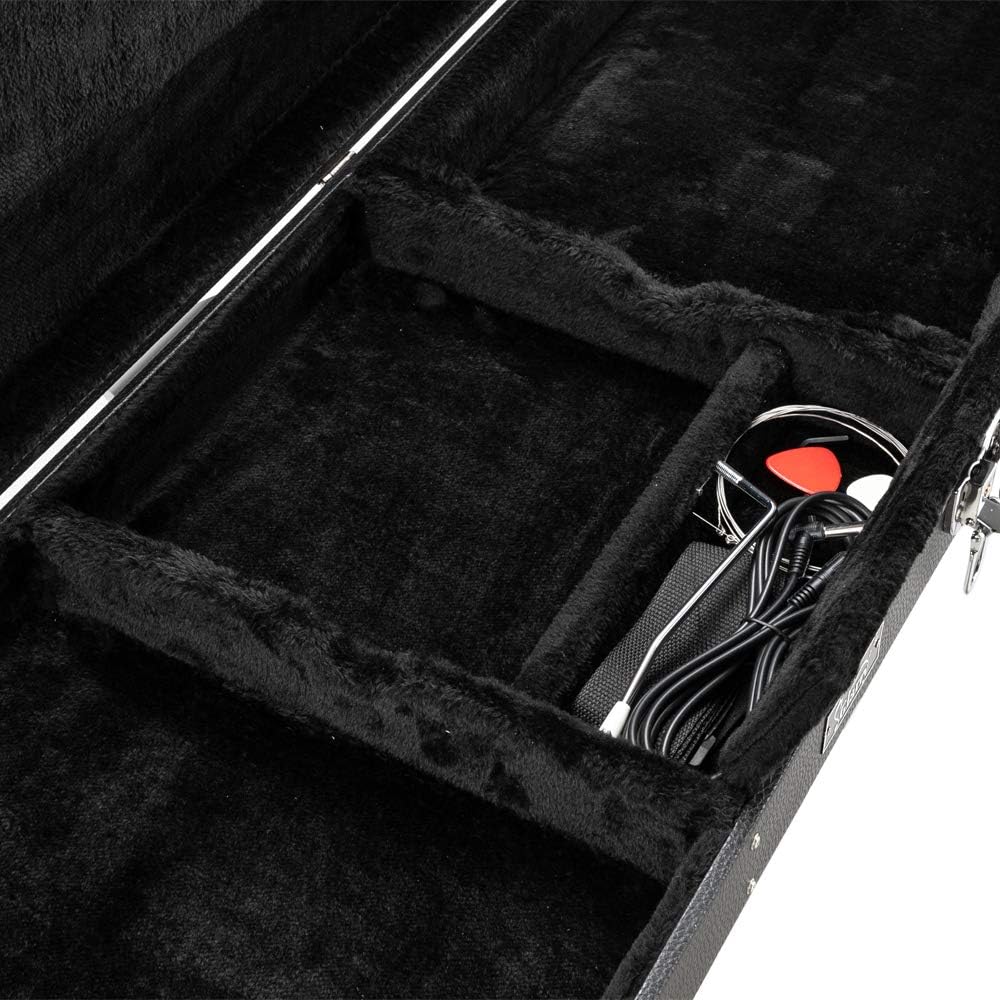 Vasitelan Electric Guitar Hard Case,Hardshell Guitar Case for standard Electric Bass, Black