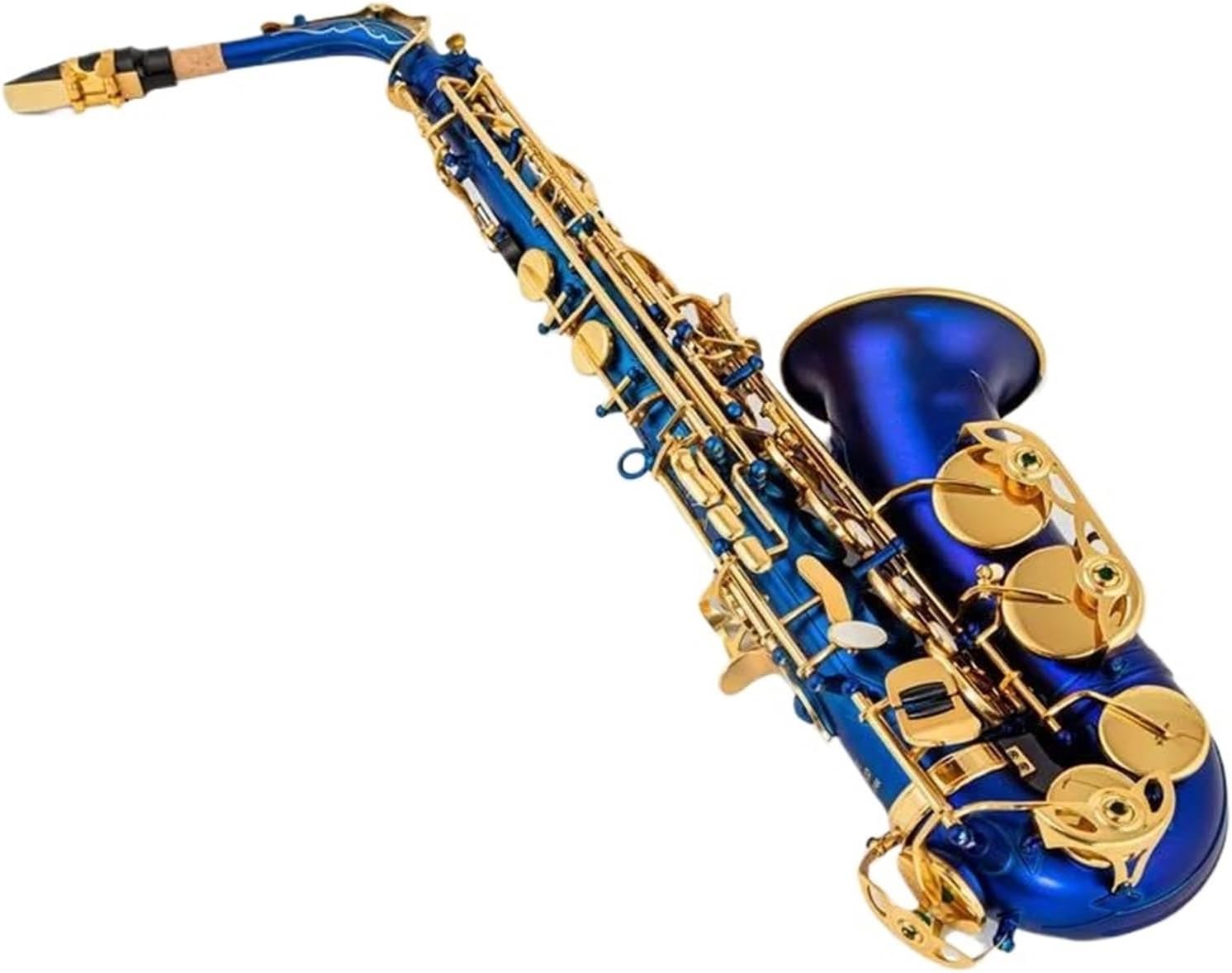 Japan Eb Alto Saxophone Brass Lacquered Sax Woodwind Instrument Black Basket Purple (Color : Blue)