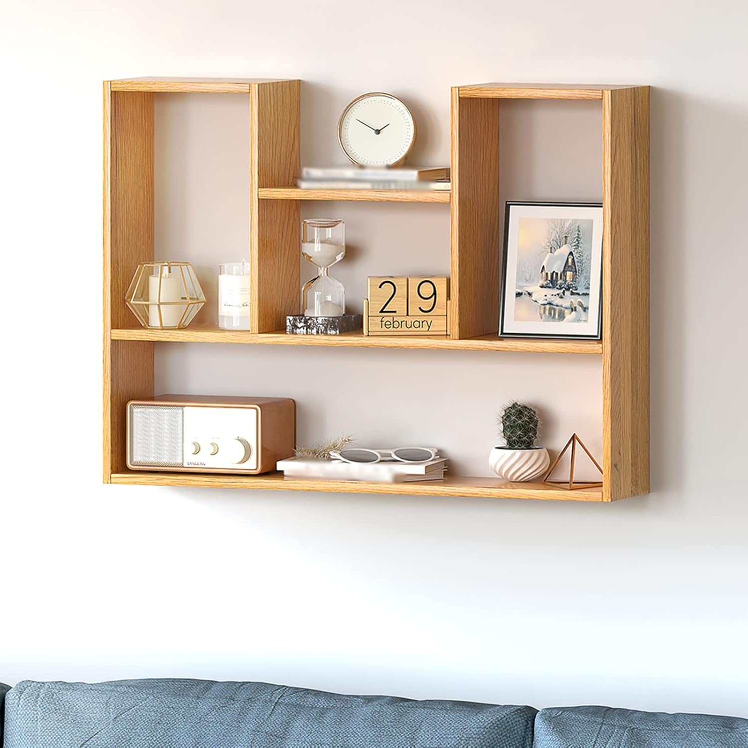 Bookshelf for Bedroom Wooden Wall Hanging Bookshelf Partition Wall Storage Cabinet Open Wall Mount Bookcase for Living Room, Office, and Bedroom Bookcase/Bookshelves (Color : 1, Size : 100cm)
