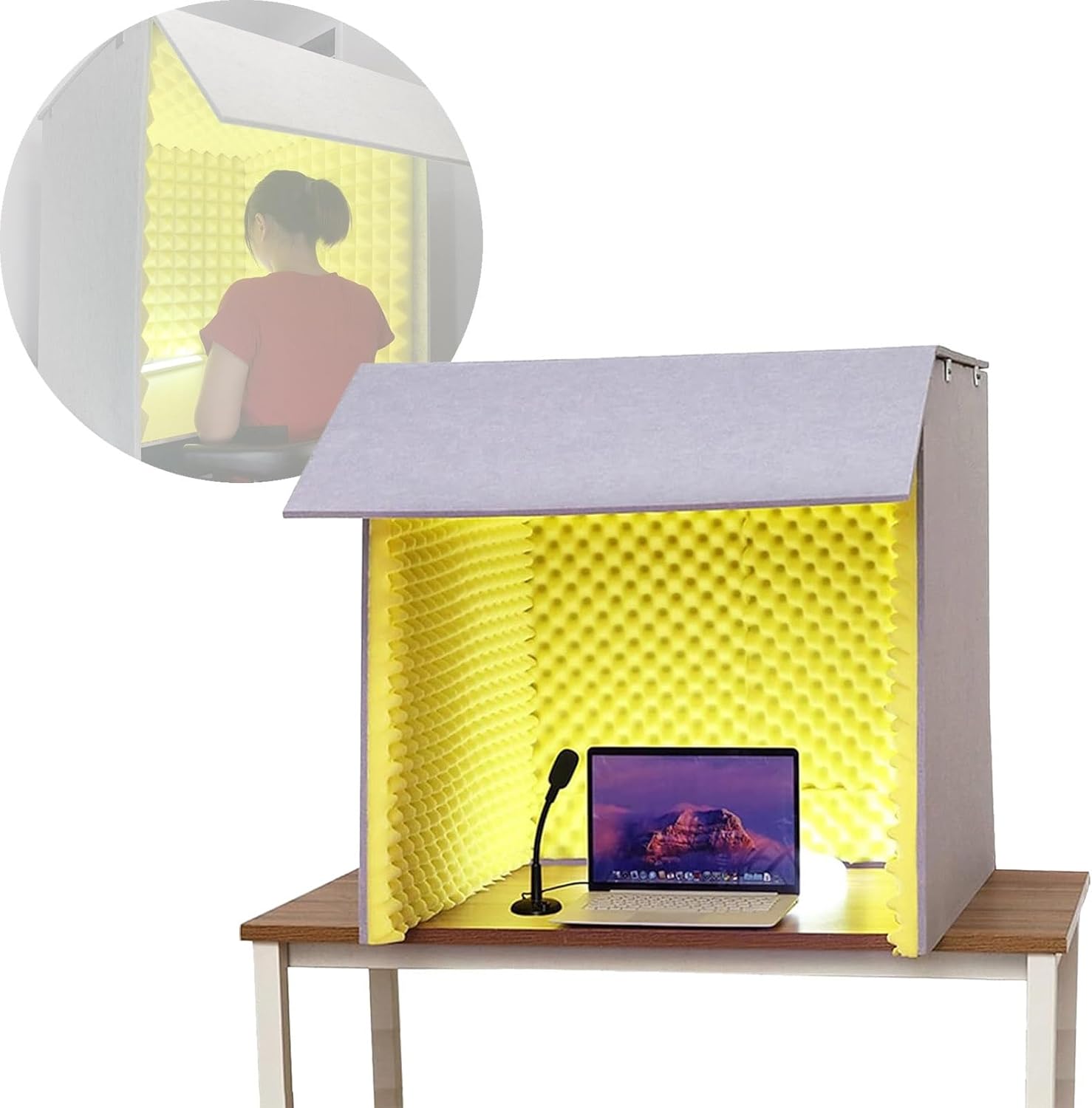 Desktop Soundproof Portable Microphone Isolation Room, Home Recording Studio, Suitable for Dubbing Learning (Yellow)
