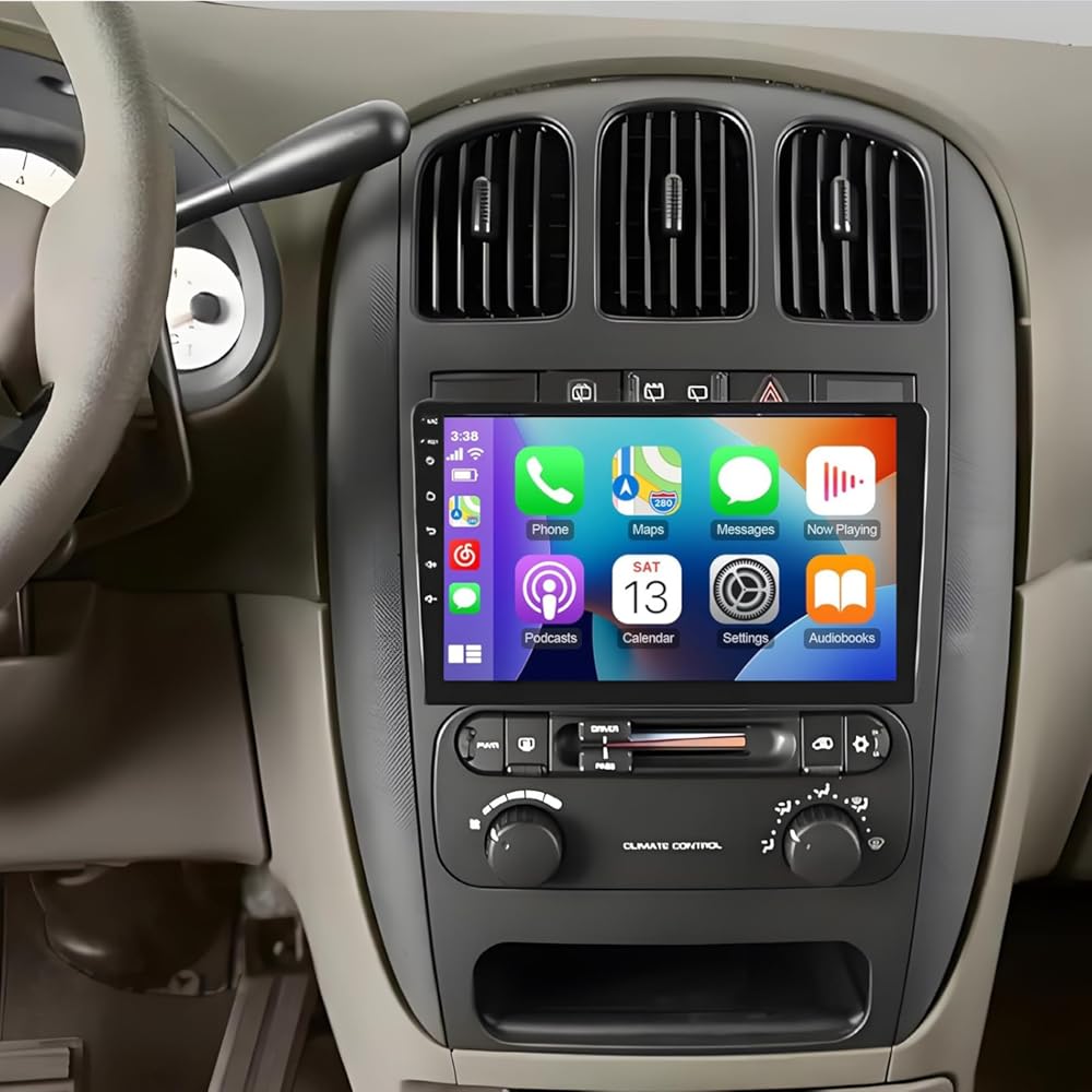 PHEZEN 9 inch Touchscreen Car Stereo Fit for Chrysler Grand Voyager 2001-2003, Android 13 Double Din Car Radio with Carplay & Android Auto in-Dash Navigation BT Mirror Link WiFi Backup Camera 2+32G