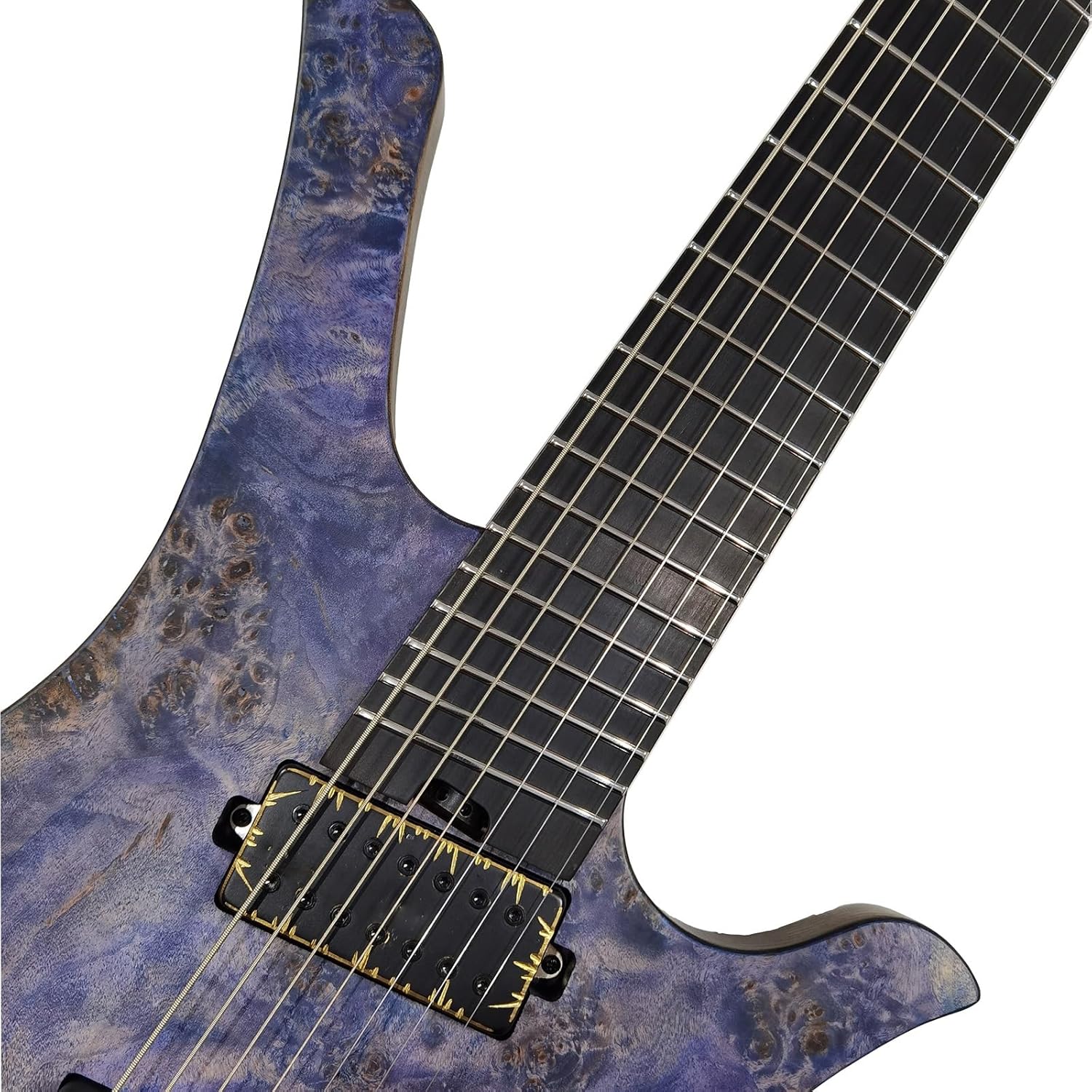 VENEKA Headless Electric Guitar Handmade Headless Electric Guitar 7 Strings Fan-Shaped Stainless Steel Frets Ash Wood Body