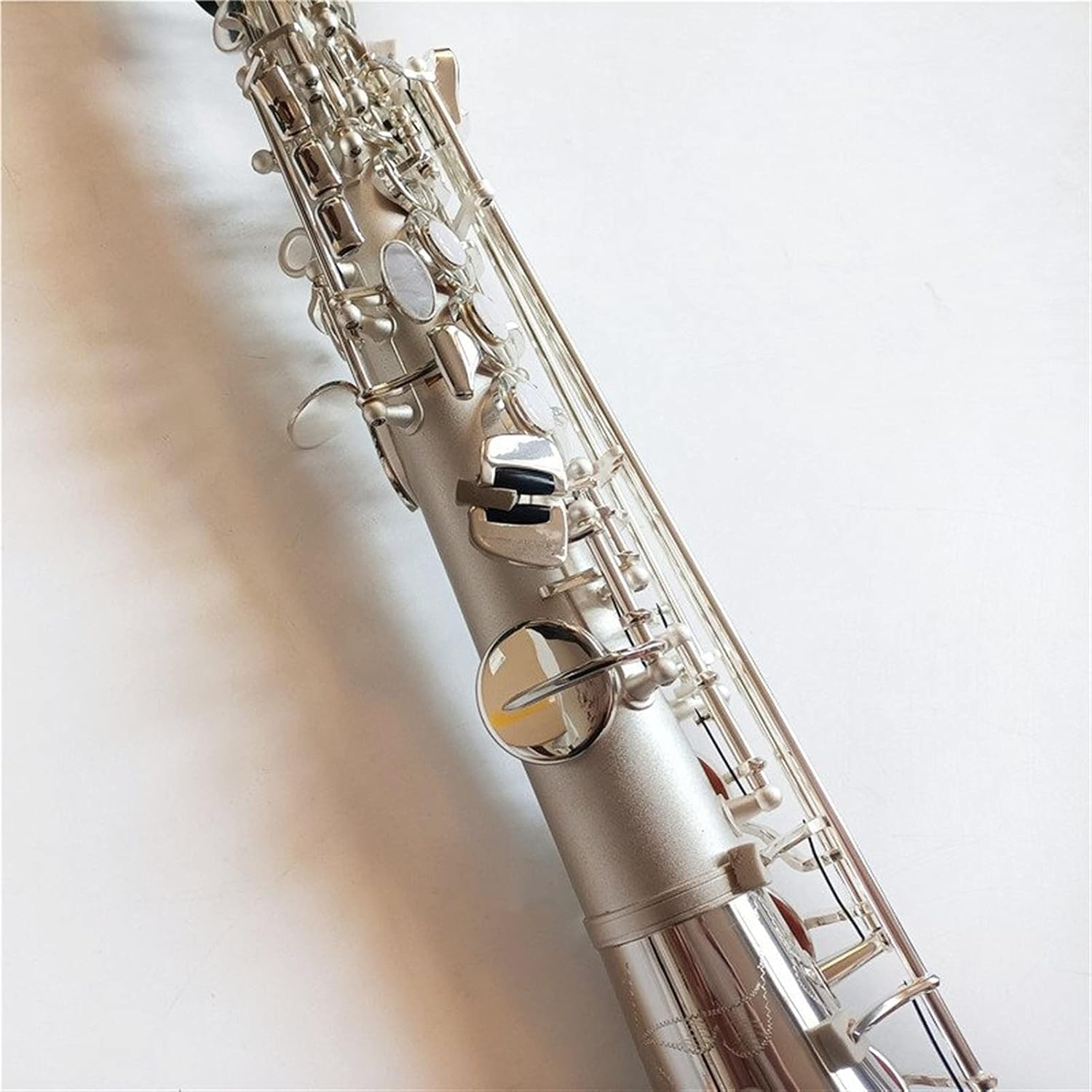 Made in Japan Soprano Saxophone Bb Brass Lacquered Body and Keys Mouthpiece Reeds Neck with Case Student Saxophone (Color : Silver)