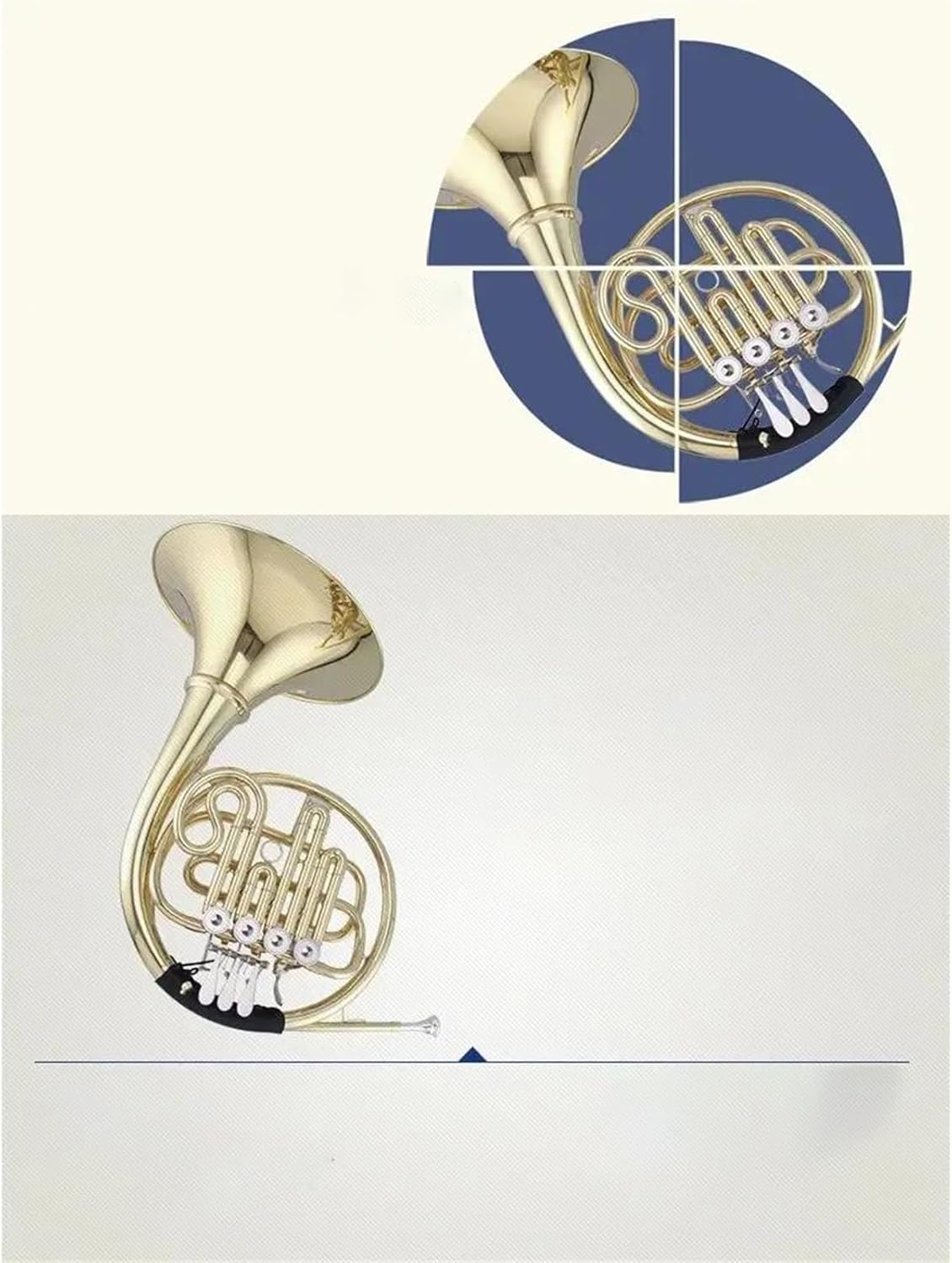 Brass French Horn 4-Key French Horn Single With Gold Lacquer Bb Tone Brass Body With Yellow Brass Material