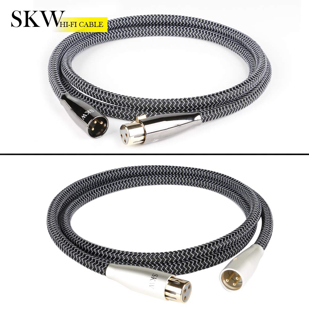 SKW High-End WG Series A Pair Balanced XLR Male to Female 3 PIN Microphone Cable 3.2ft/1M (2 Cables)