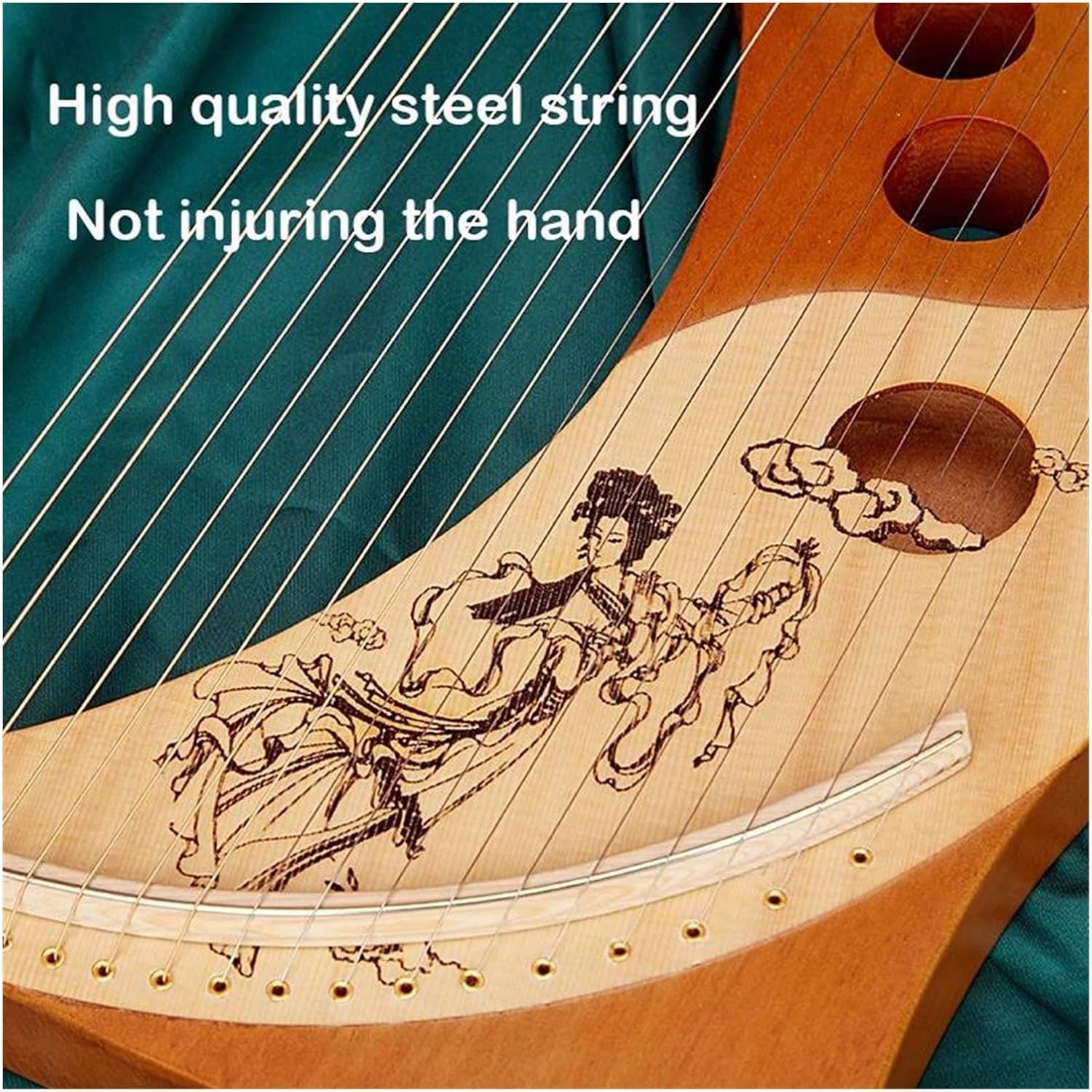 Lyre Harp Set 19 String Half Key Lyre Harp Mahogany Solid Wood Veneer Harp Musical Instrument(19 String)