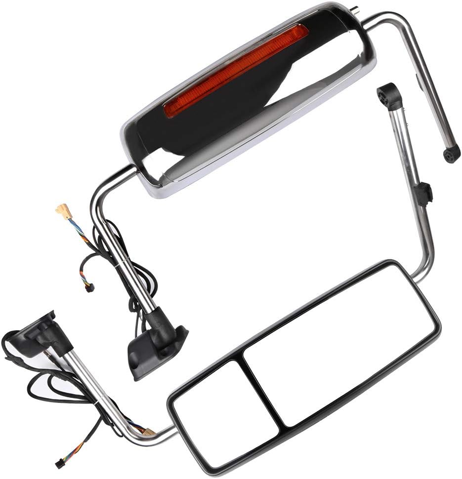 ECCPP Hood Mount Convex Mirrors Compatible With For International Prostar Lonestar 2002-2018 With Left Right Side Tuck Car Mirrors Power Heated Turn Signal Chrome Housing