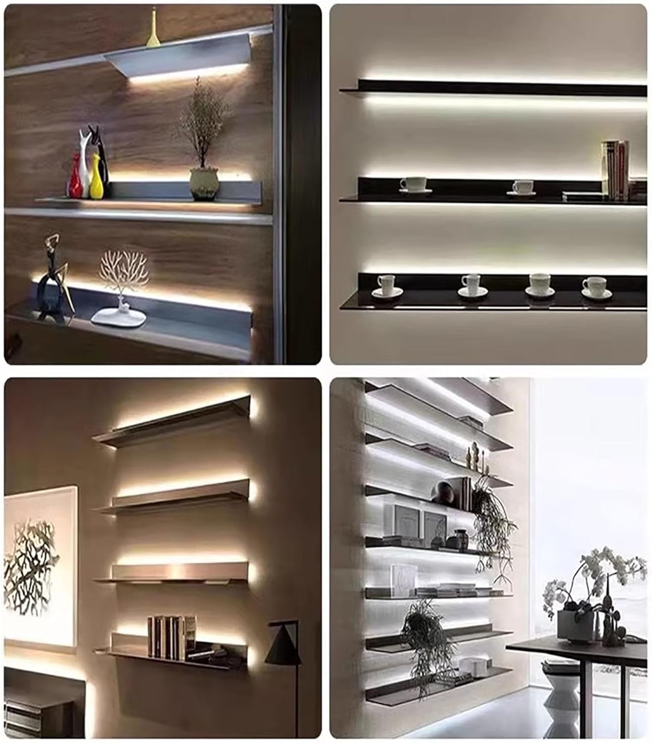 Metal Wall Mounted Display Stands, Floating Display Shelf with Built-in Illuminated LED Light and Transformer, Lighted Display Stand for Entrance Living Room Bedroom Bathroom ( Color : Gray , Size : 1