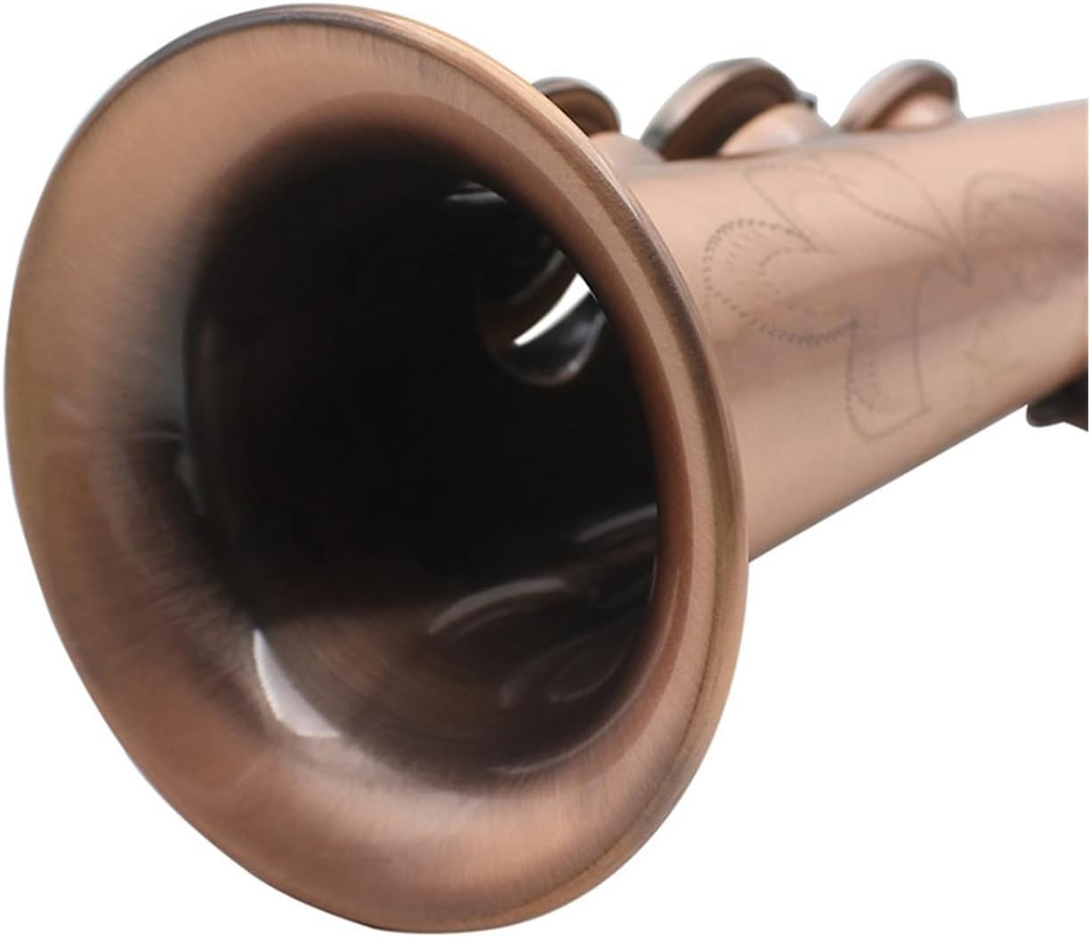 Straight Bb Saxophone Lacquered Gold Carve Pattern Woodwind Instrument with Case