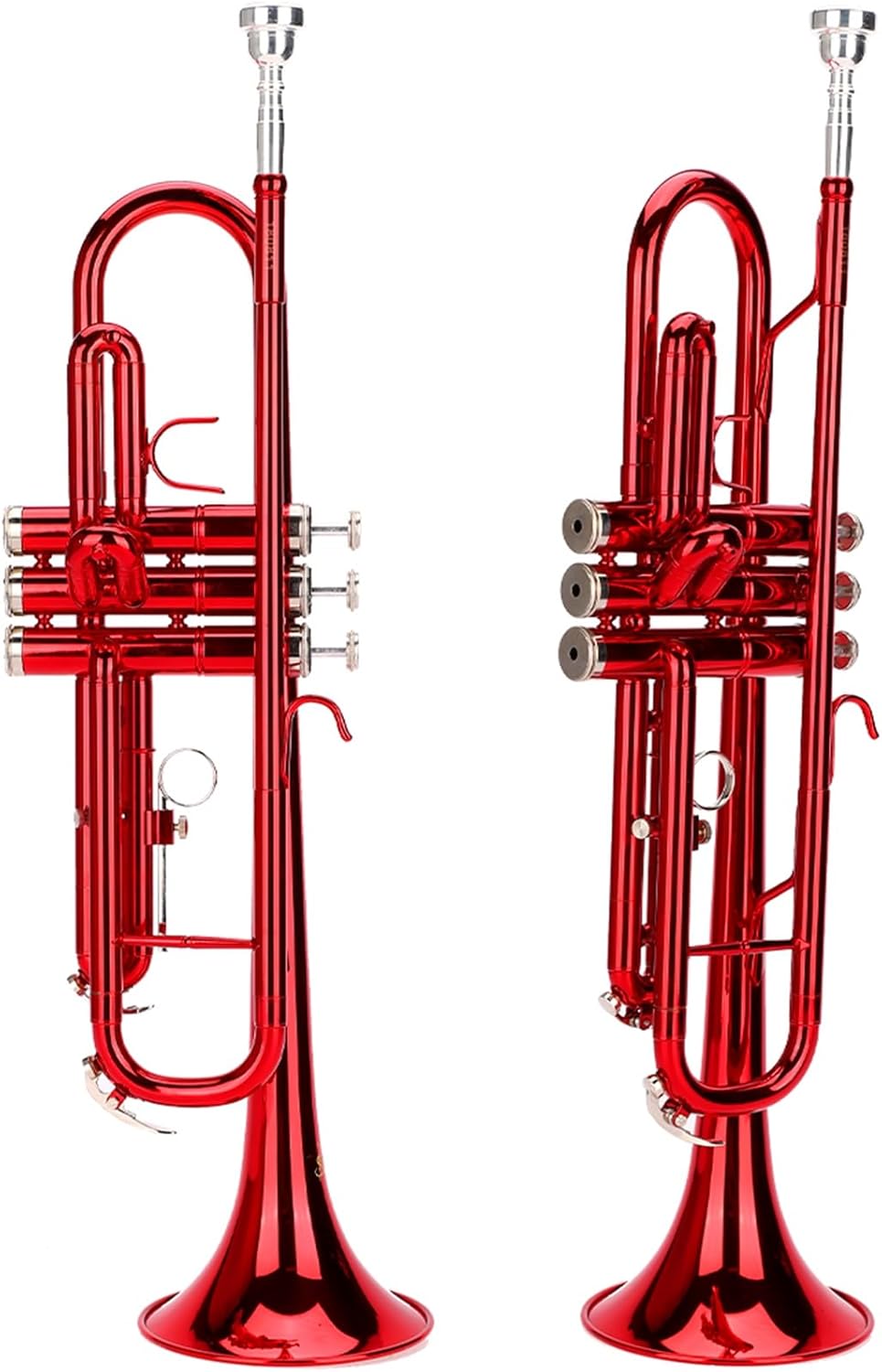 Drfeify Professional Brass Trumpet Wind Instrument with Stainless Steel Gold Piston for Musicians Music Lovers (Red)