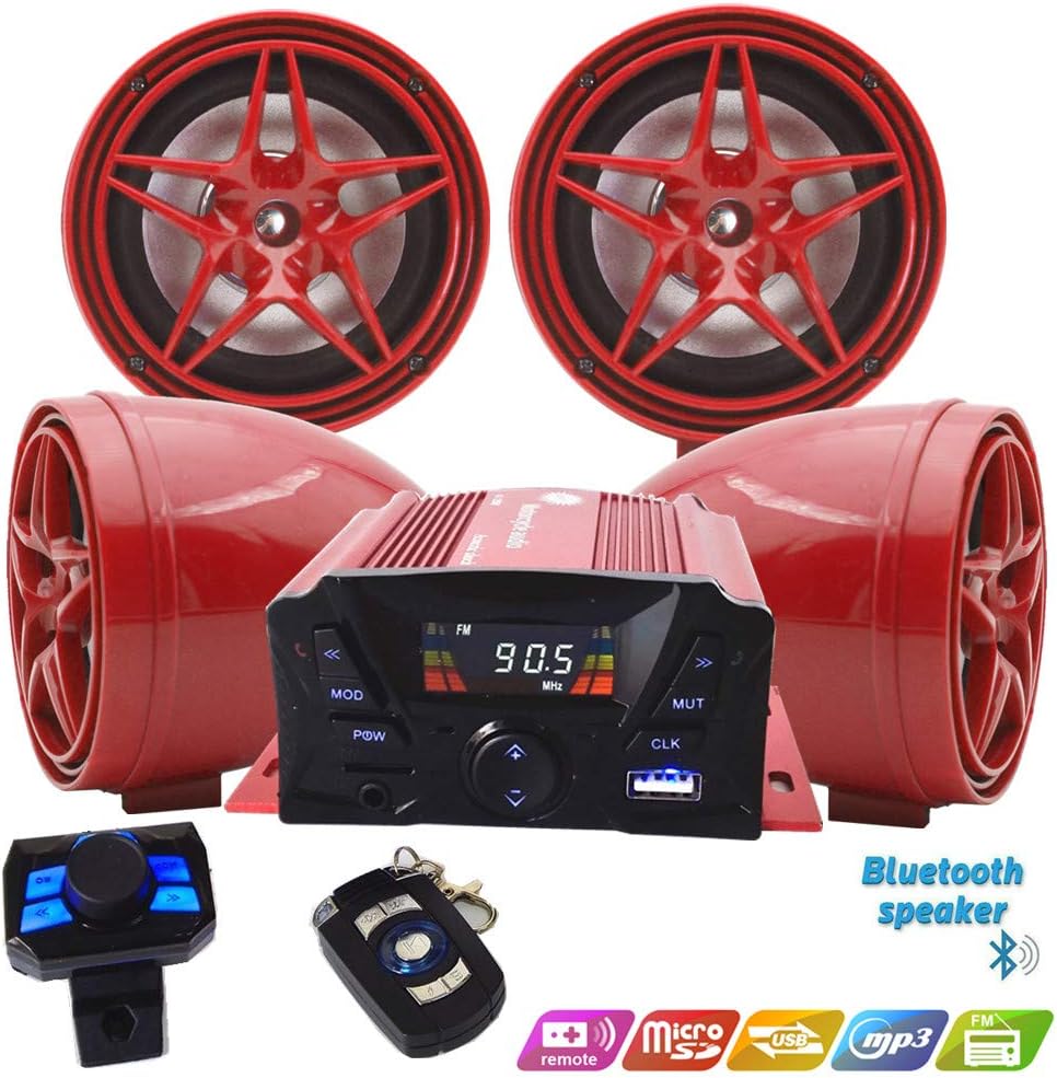 XYC 12V Motorcycle Waterproof FM USB 4 Channel 3 Inch UTV ATV Bluetooth Amplifier Sound System Audio Stereo Hand-Free Speakers Audio
