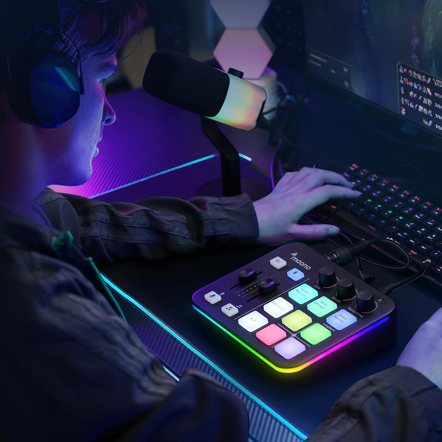 MAONO XLR/USB Dynamic Microphone and Gaming Mixer Kit, for Live Streaming, Podcasting, Content Create, Gaming