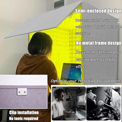 Portable Desktop Soundproof Booth Cover, Self Made Sound Booth Box, Isolation Shield, Vocal Absorbing Shield to Filter Vocal for Microphone, Studio Sound Recording,80 * 80