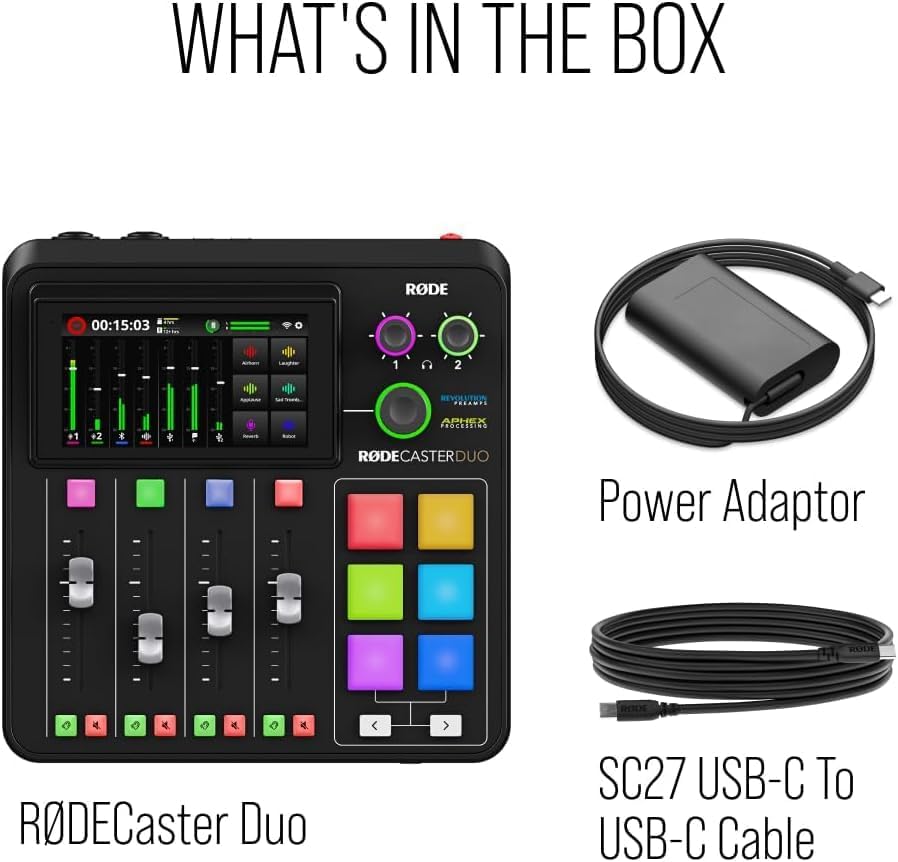 Rode RODECaster Duo Integrated Audio Production Studio with Zoom ZDM-1 Podcast Microphone Pack