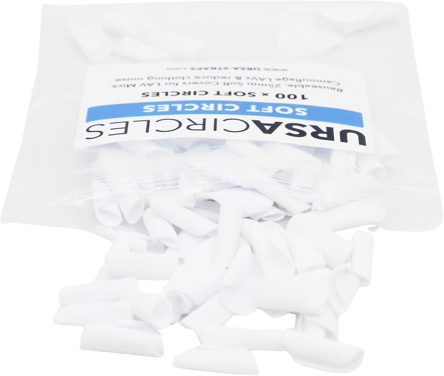 URSA Soft Circles: Reusable Soft Covers That Provide a Shield Against the Wind and Camouflage for Lavalier Mics. (100x Soft Circles, White)