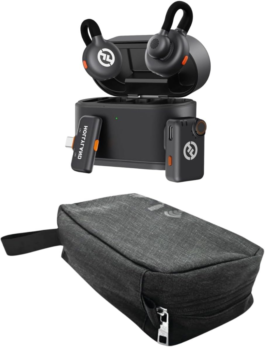 Hollyland Lark M2S Mini Wireless Combo Microphone System Bundle with Maxell Folding Storage Travel Case