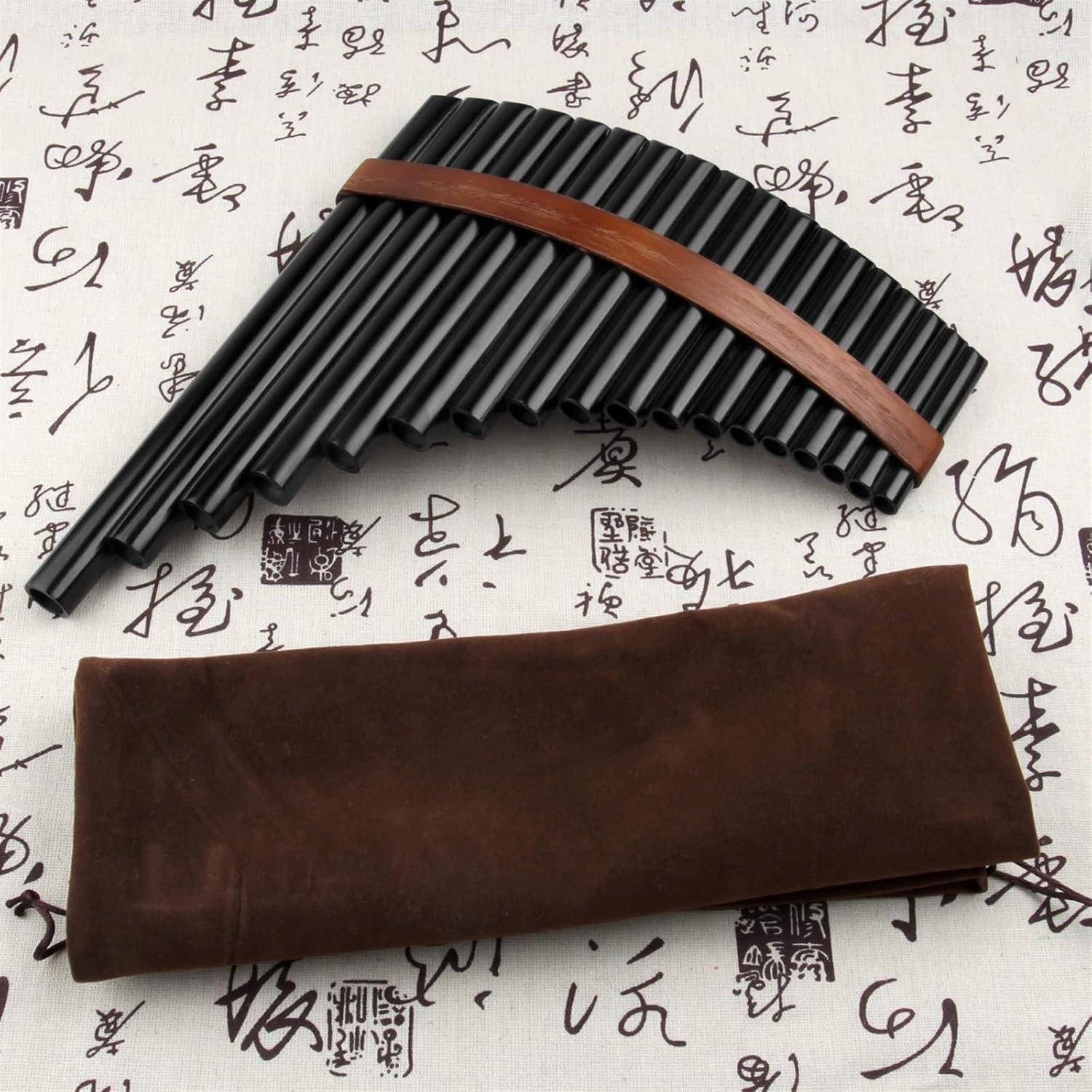 18 Pipes Brown Pan Flute F Key Panpipes Woodwind Instrument Traditional Musical Instrument Bamboo Pan Flute (Color : Right)
