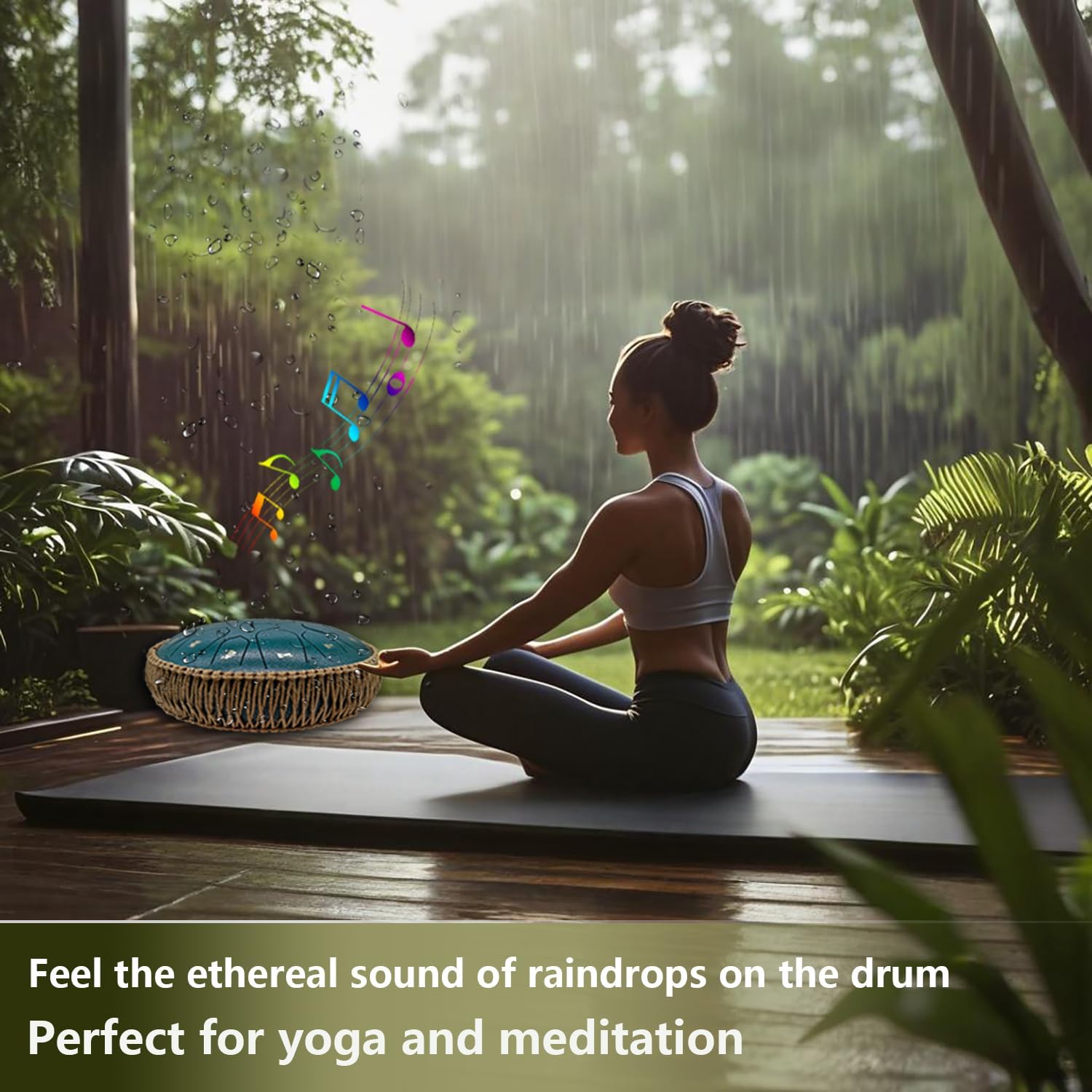 BETESINE 13-Inch 15-Note Steel Tongue Drum – C Major – Handpan Steel Drum for Meditation, Yoga & Relaxation – Includes Mallets, Music Book & Carry Bag (Malachite Green)