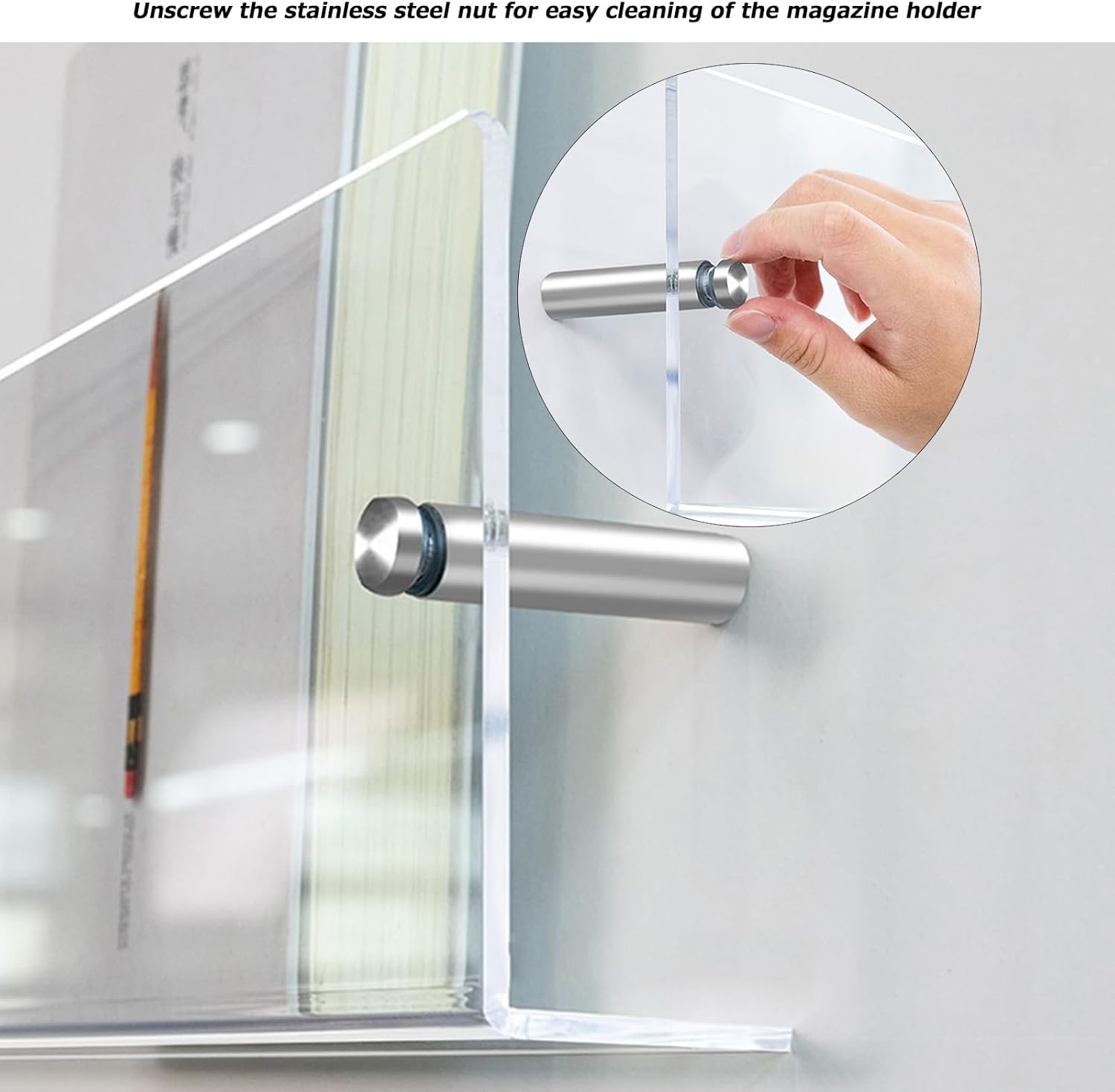 2 Pack - Acrylic Wall Magazine Rack，Clear Brochure Holder Wall Mount,record Holder Wall,Hanging Bookshelf Literature Storage Rack,floating Bookshelves for Offcie Home (39.3in)