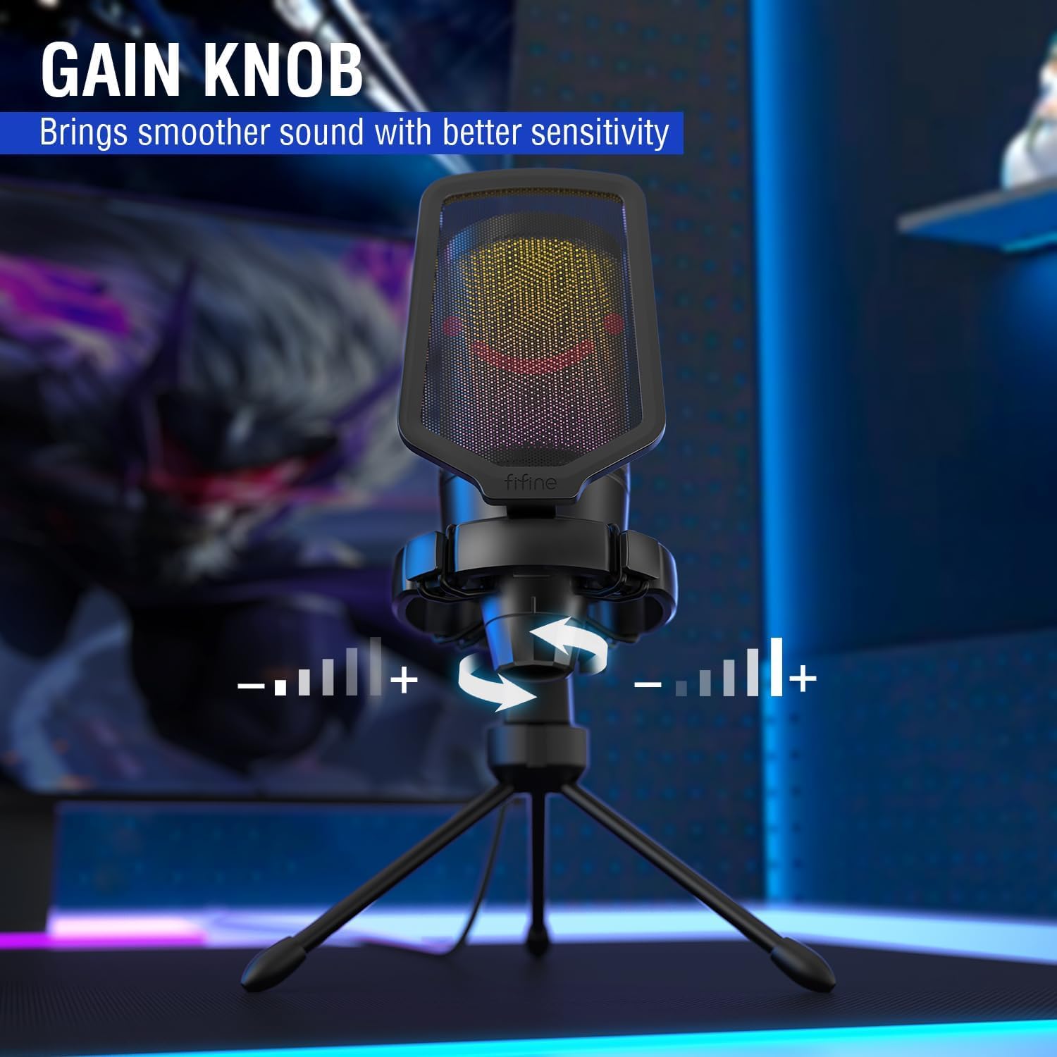 FIFINE Gaming USB Microphone with Headset Bundle for PS5, PC Condenser Mic with Quick Mute, RGB, Gain Control for Streaming, Wired Headphones with Microphone Set with EQ Mode, Soft Ear Pads (A6V+H6)