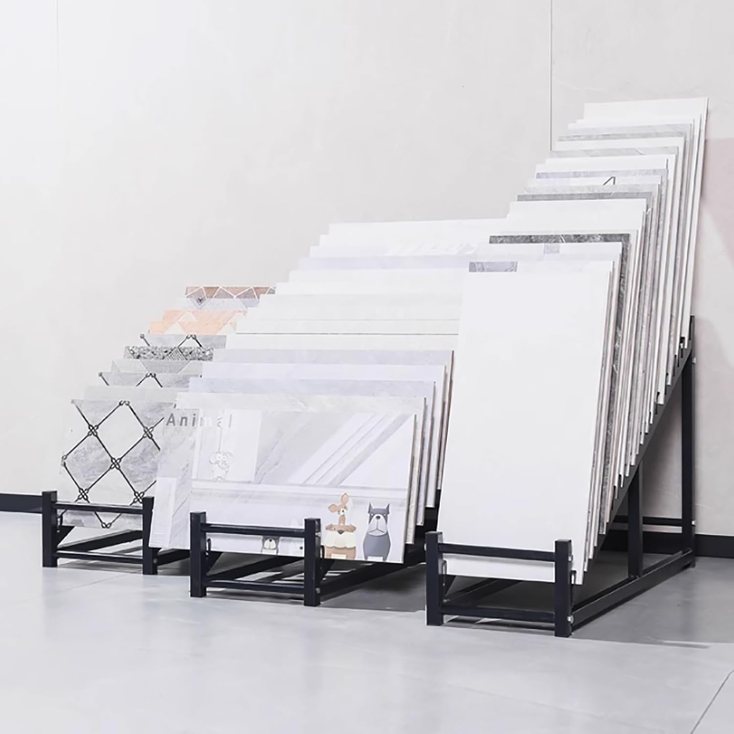 Ceramic Sample Holder,Ceramic Tiles Floor Porcelain Display Shelf,Floor Tile Display Stand,Floor Porcelain Display Stand Rack for Retail Stores (Size : 89.5x29x58cm-24 Card Slots)