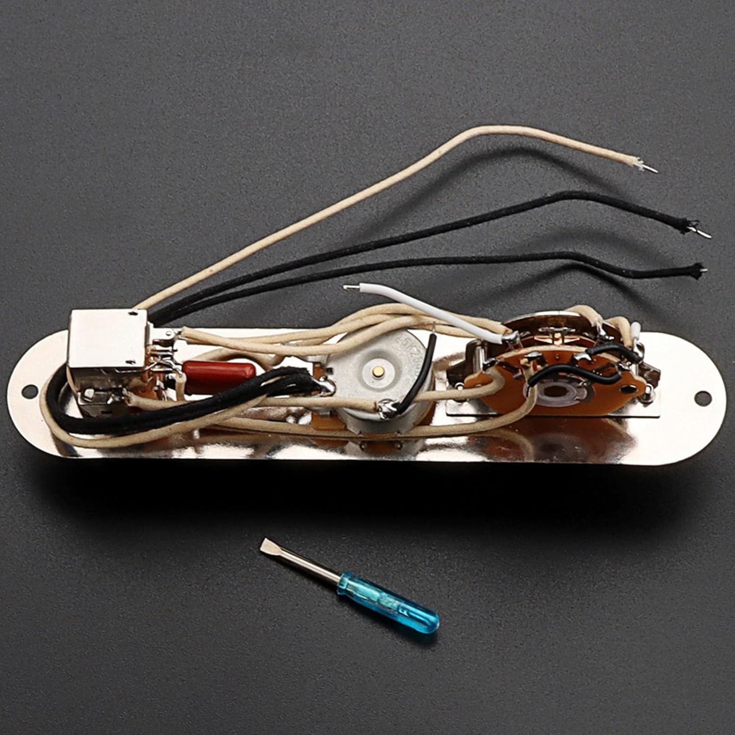 Guitar Wiring Harness 3-Way Control Plate Metal with Wiring Harness Wired Parts for Bass Electric Guitar