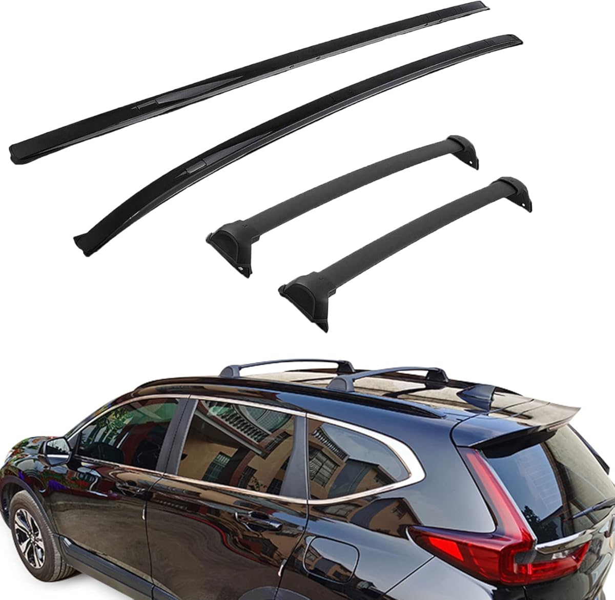 Roof Rack Cross Bars & Side Rail Kit for Honda CRV CR-V 2017-2022 – Durable Aluminum Alloy, Complete Set with 2 Cross Bars + 2 Side Rails, Secure Transport for Kayaks, Bikes, Cargo Carriers & Luggage