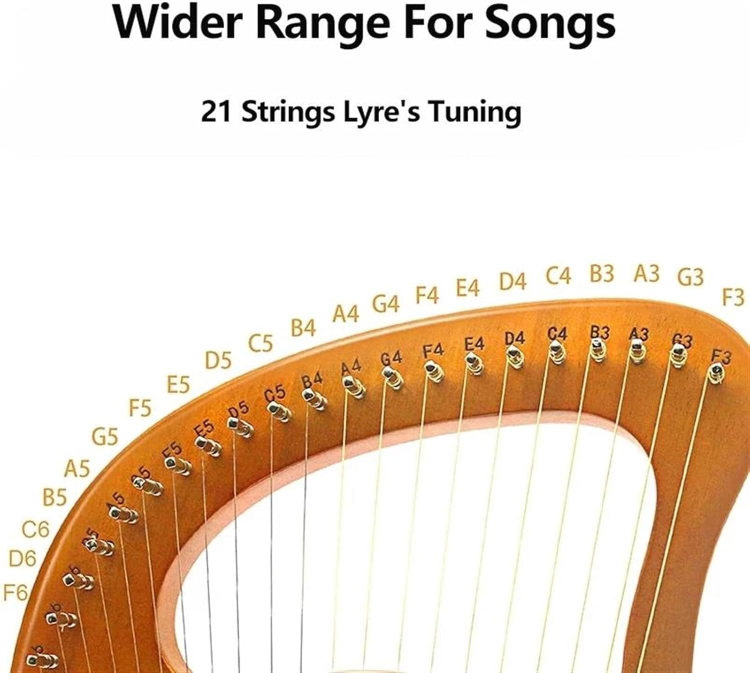 Lyre Harp Set Harp Mahogany 21 Metal Strings Portable Solid Wood Gift For Music Lovers Beginners Adults