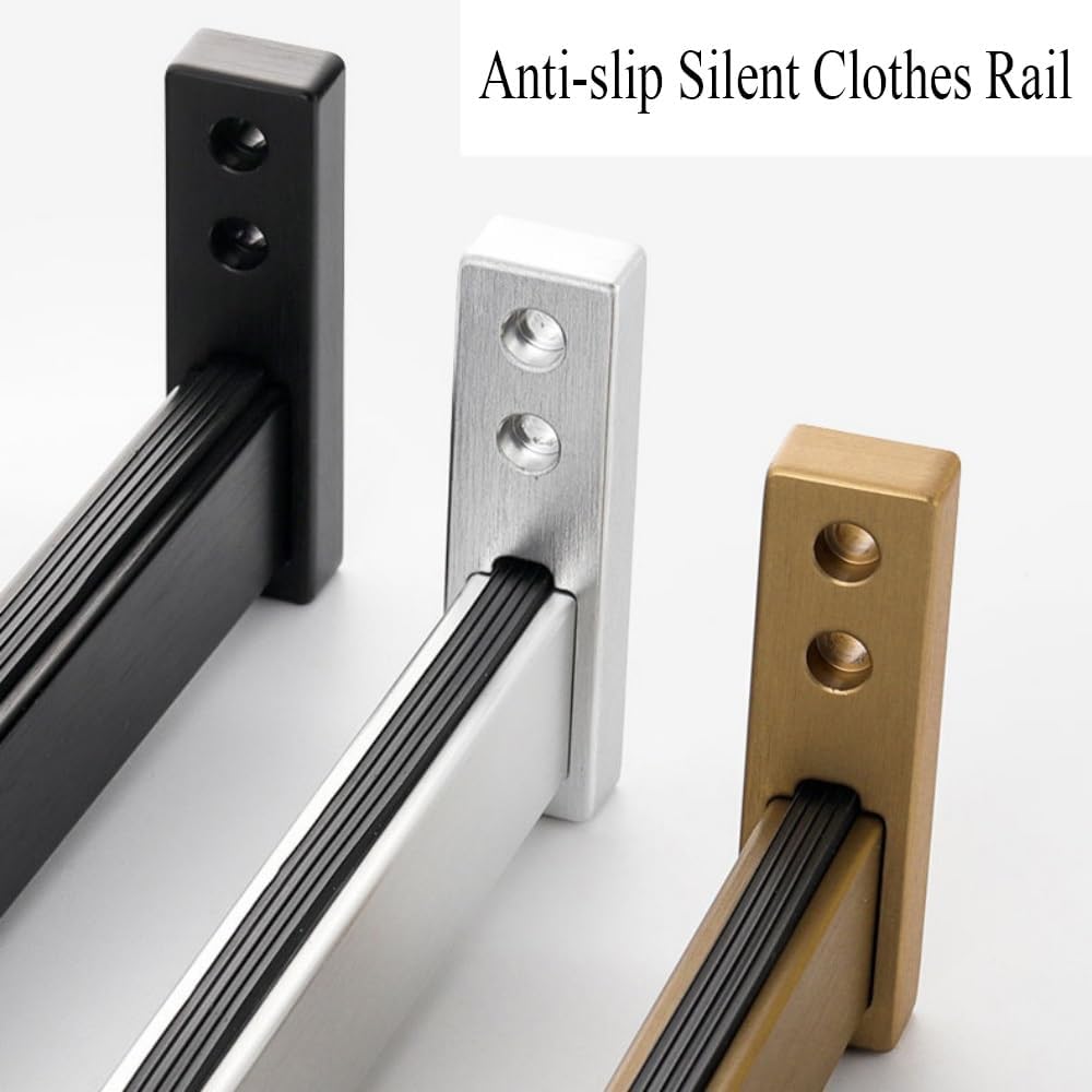 Wcxixo Clothes Hanging Rod Laundry Room Gold Wall Mount Closet Rod Metal Heavy Duty Wardrobe Pole Clothes Rack for Cabinet Corner Laundry Room & Balcony Window Curtain Bar Load 660lbs