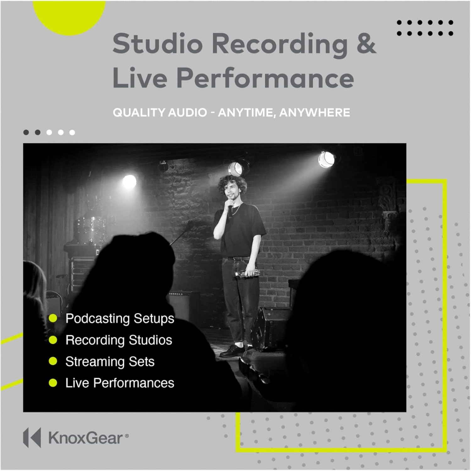 Knox Gear HDM-100 Uni-Directional Dynamic Cardioid Microphone (Desktop Mic Clip Included) for Music and Podcast Recording, PC Streaming Bundle with Knox Gear Desktop Boom Arm and Shock Mount (3 Items)