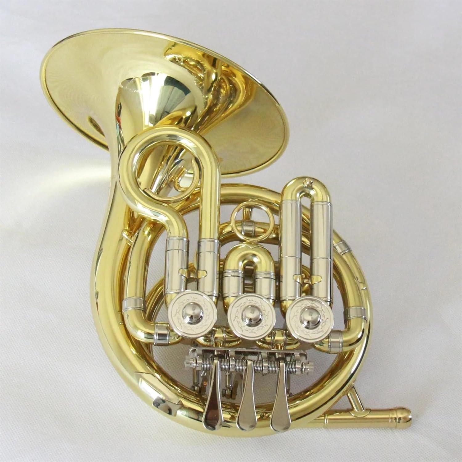 Brass French Horn Mini French Horn Instrument Gold Lacquered French Horn Cloth Cover Foam Box