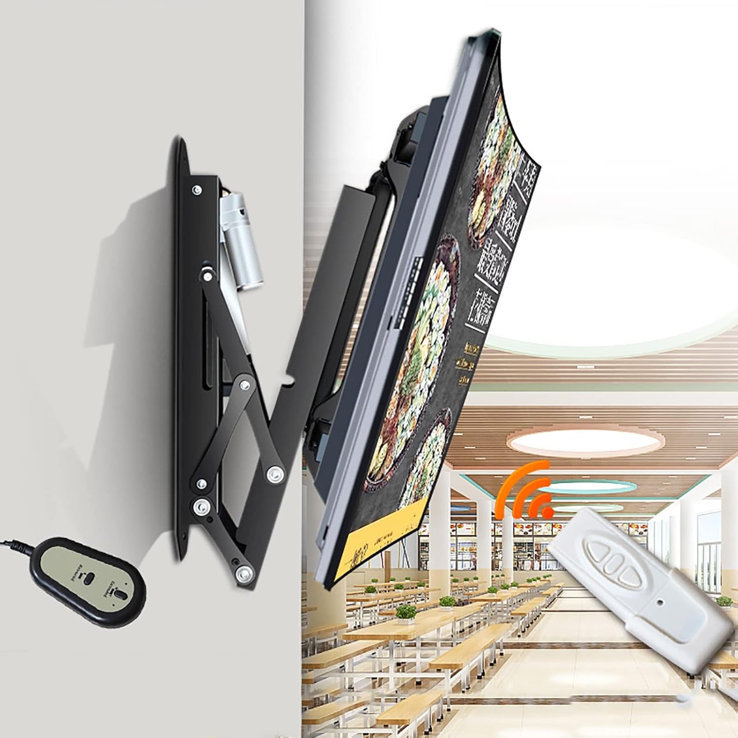 TV Stand,Electric TV Wall Mount, Full-Motion, Articulating TV Wall Mount Bracket, Motorized Ceiling TV Bracket for 32-75inch TVs, Two Installation Methods